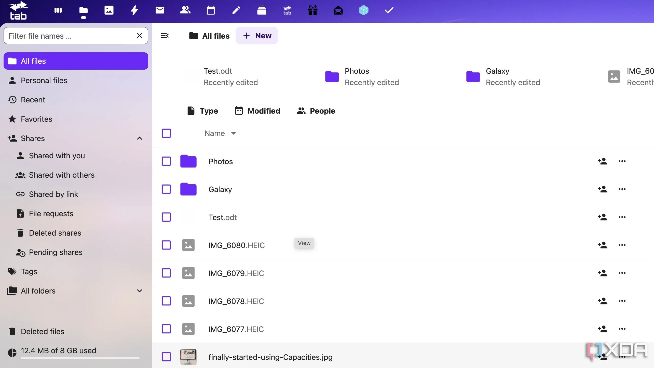 Giao diện quản lý tệp tin của Nextcloud, giải pháp lưu trữ đám mây tự host