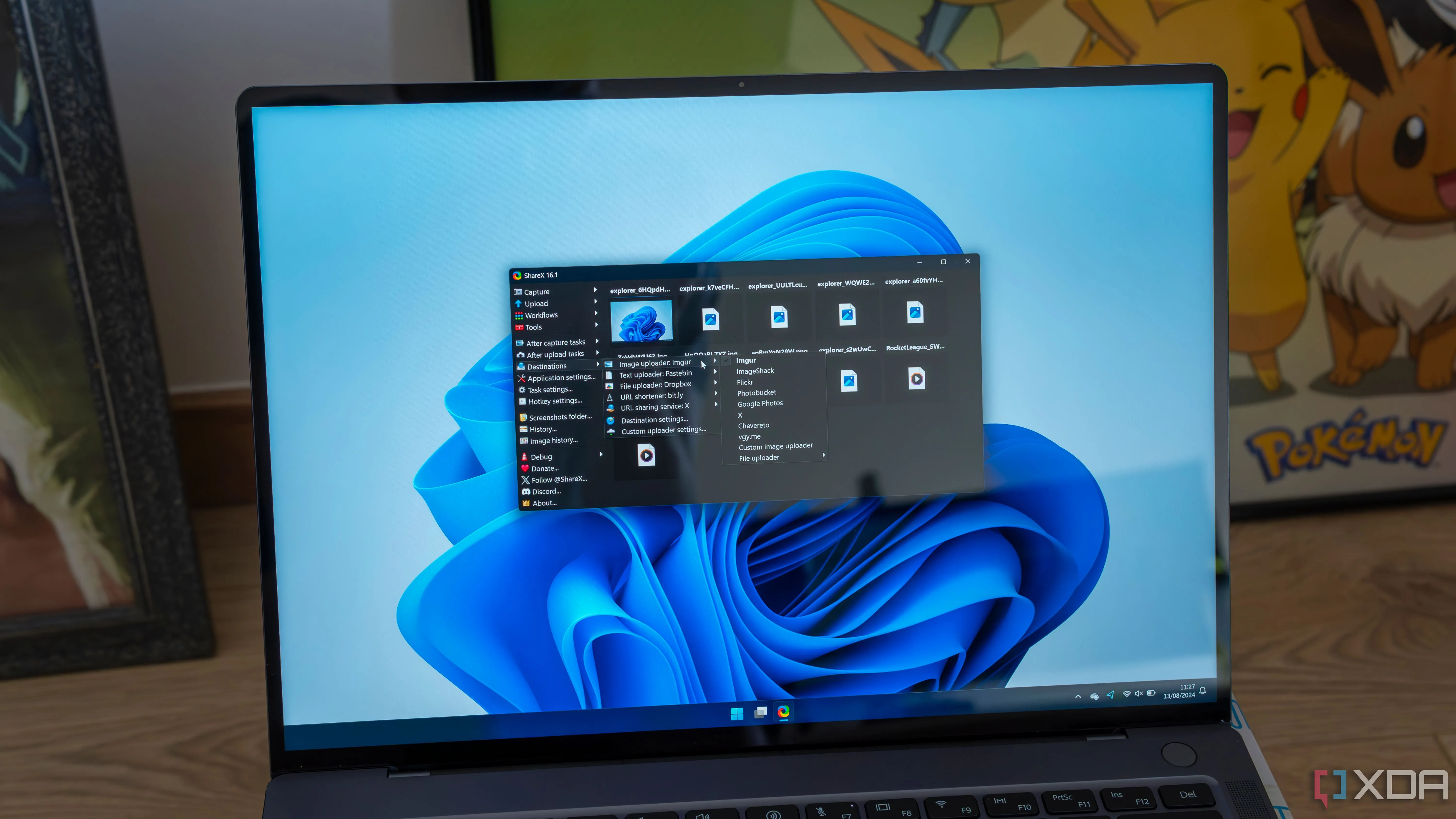 Giao diện ShareX hoạt động trên laptop Windows 11, minh họa khả năng chụp và chỉnh sửa màn hình đa dạng.
