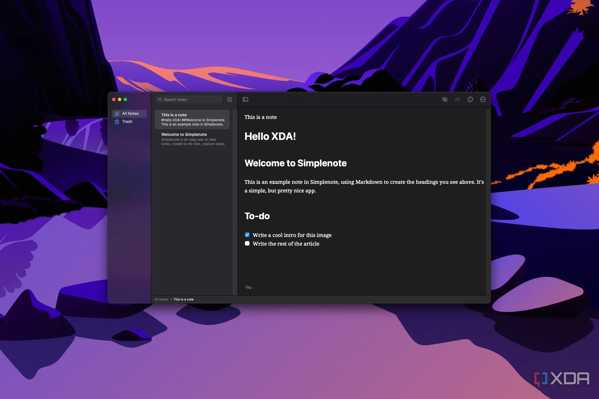 Giao diện Simplenote trên máy Mac, đơn giản và dễ sử dụng
