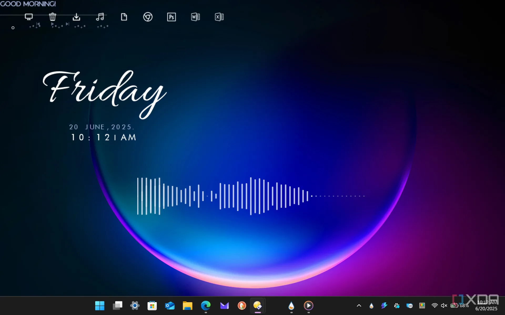 Giao diện skin Inside Dream Rainmeter trên nền Windows