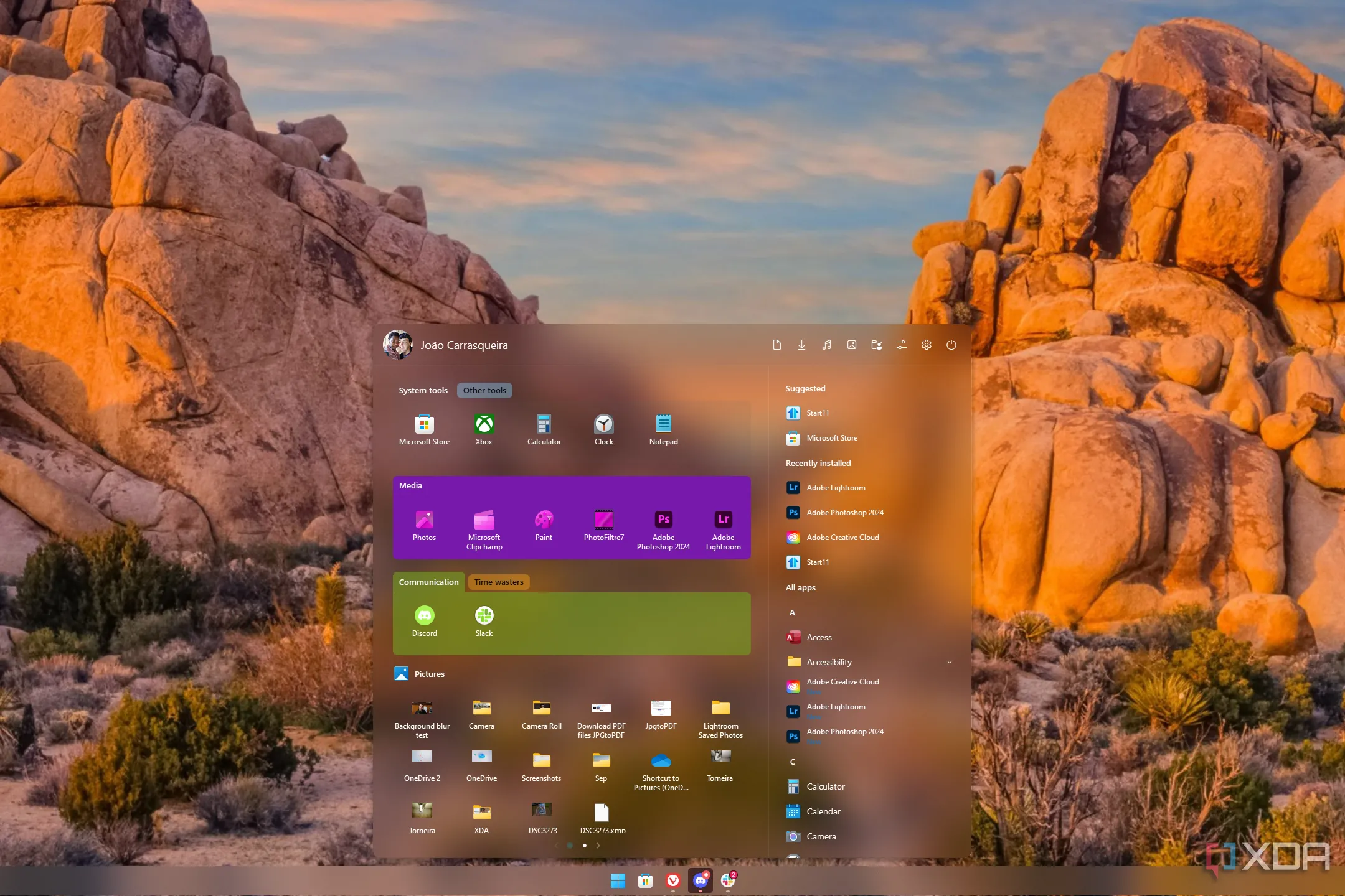 Giao diện Start menu Start11 với phong cách ứng dụng Windows