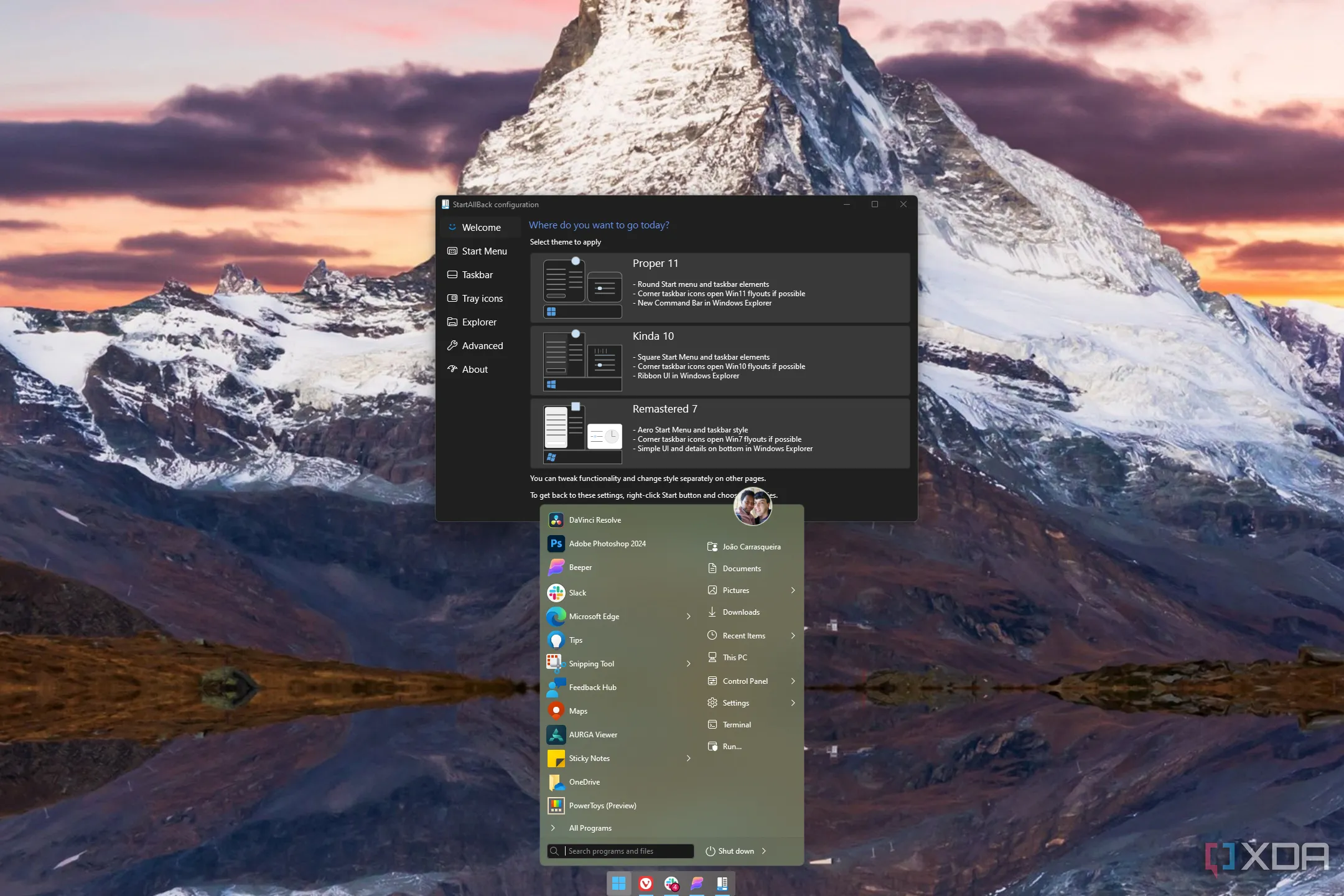 Giao diện Start Menu Windows 7 được tái hiện trên Windows 11 bằng ứng dụng StartAllBack