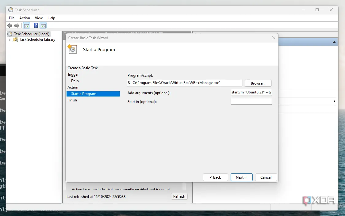 Giao diện Task Scheduler trên Windows 11, công cụ lập lịch tác vụ tự động