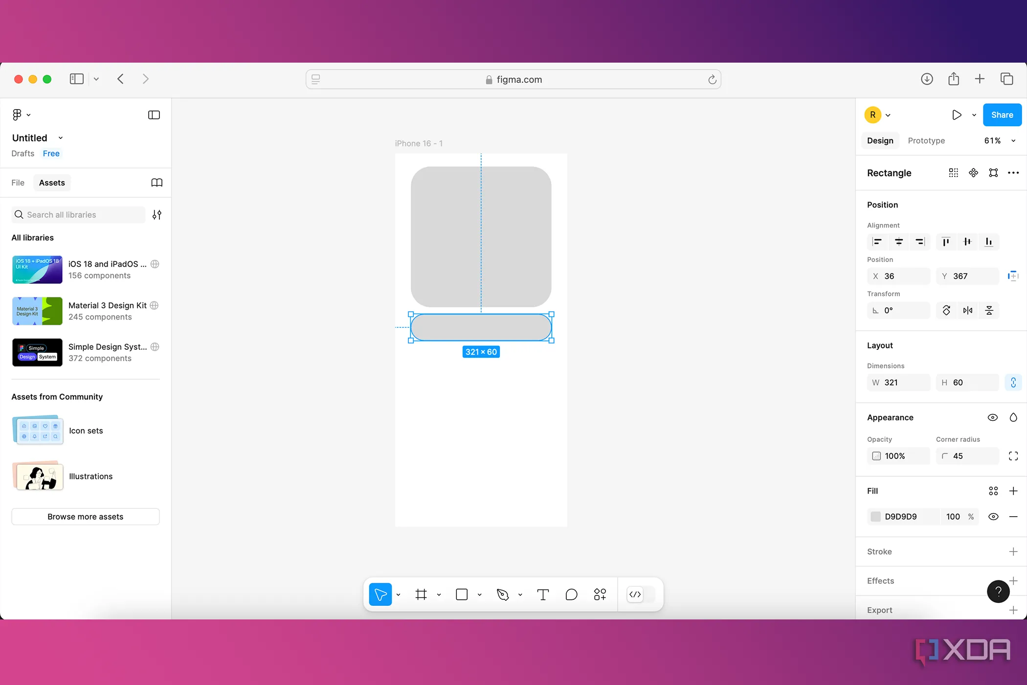 Giao diện thiết kế UX/UI đơn giản trong Figma với các artboard