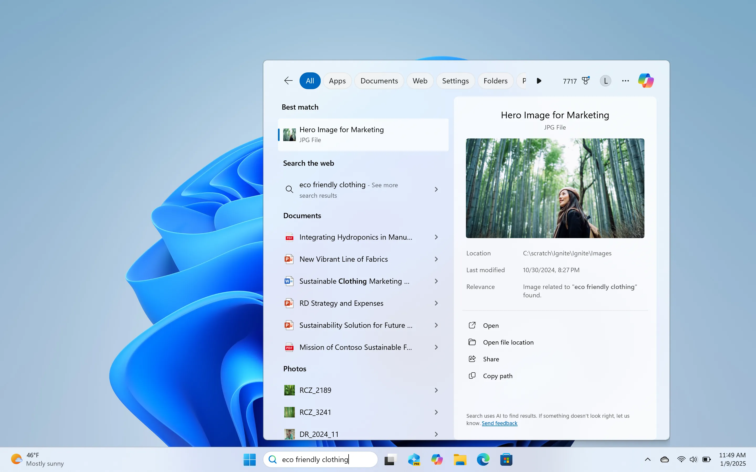 Giao diện tìm kiếm AI theo ngữ cảnh trên thanh tác vụ Windows 11