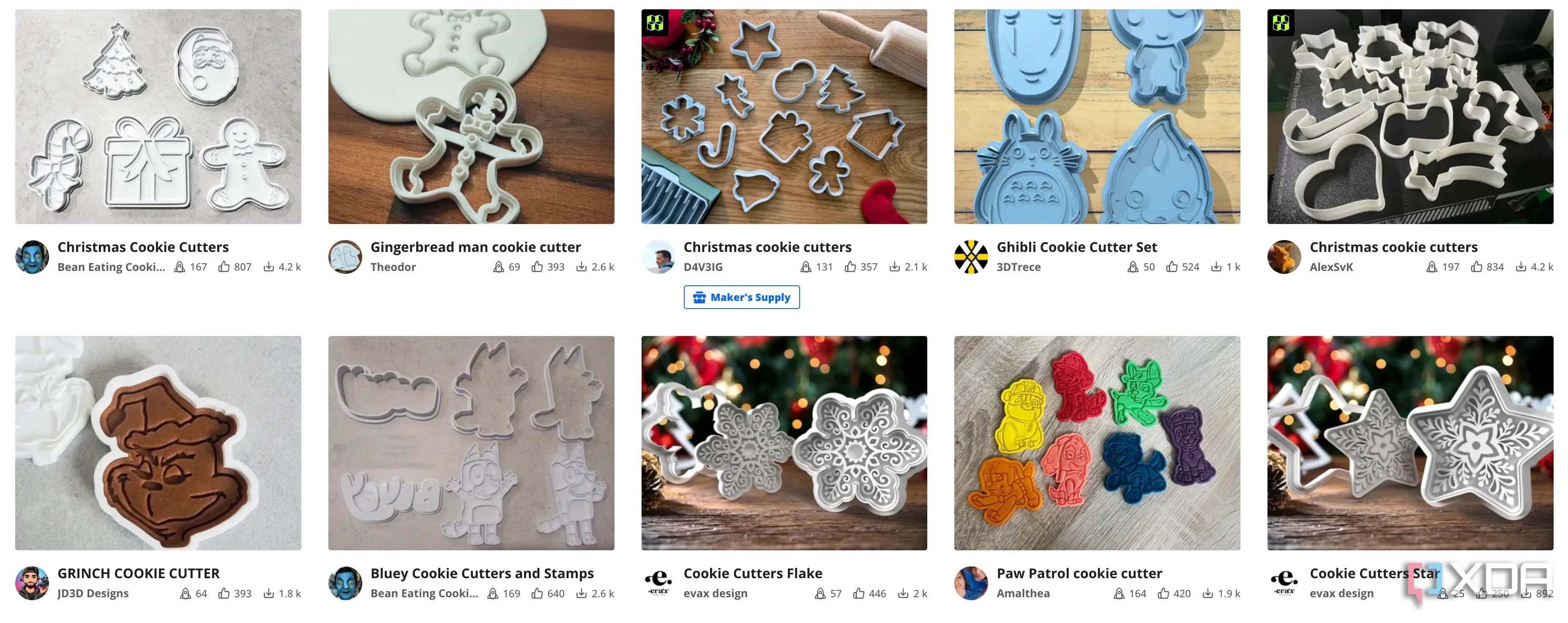 Giao diện tìm kiếm khuôn cắt bánh cookie in 3D trên MakerWorld