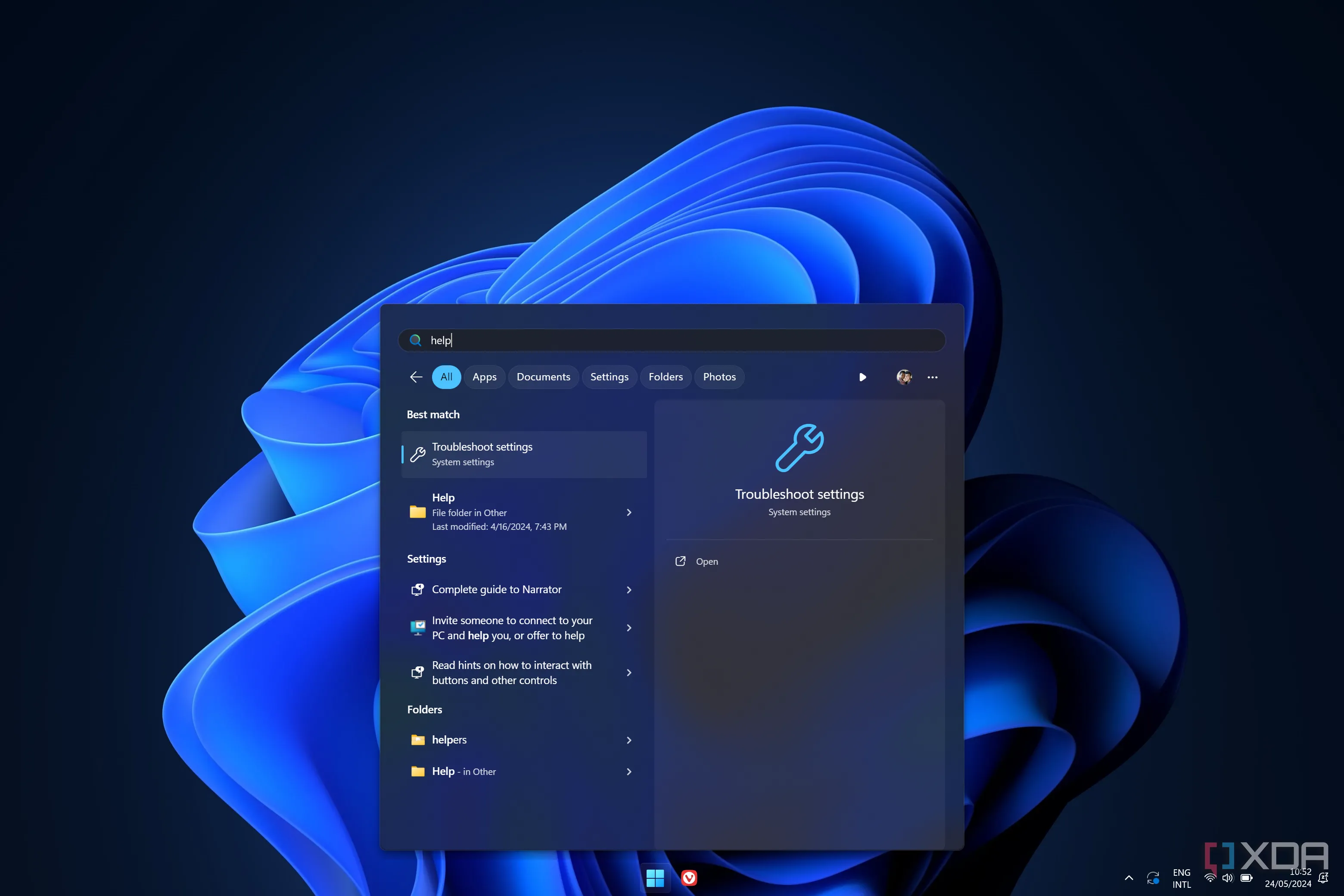 Giao diện tìm kiếm Windows 11, nơi người dùng thường tìm kiếm các công cụ khắc phục sự cố