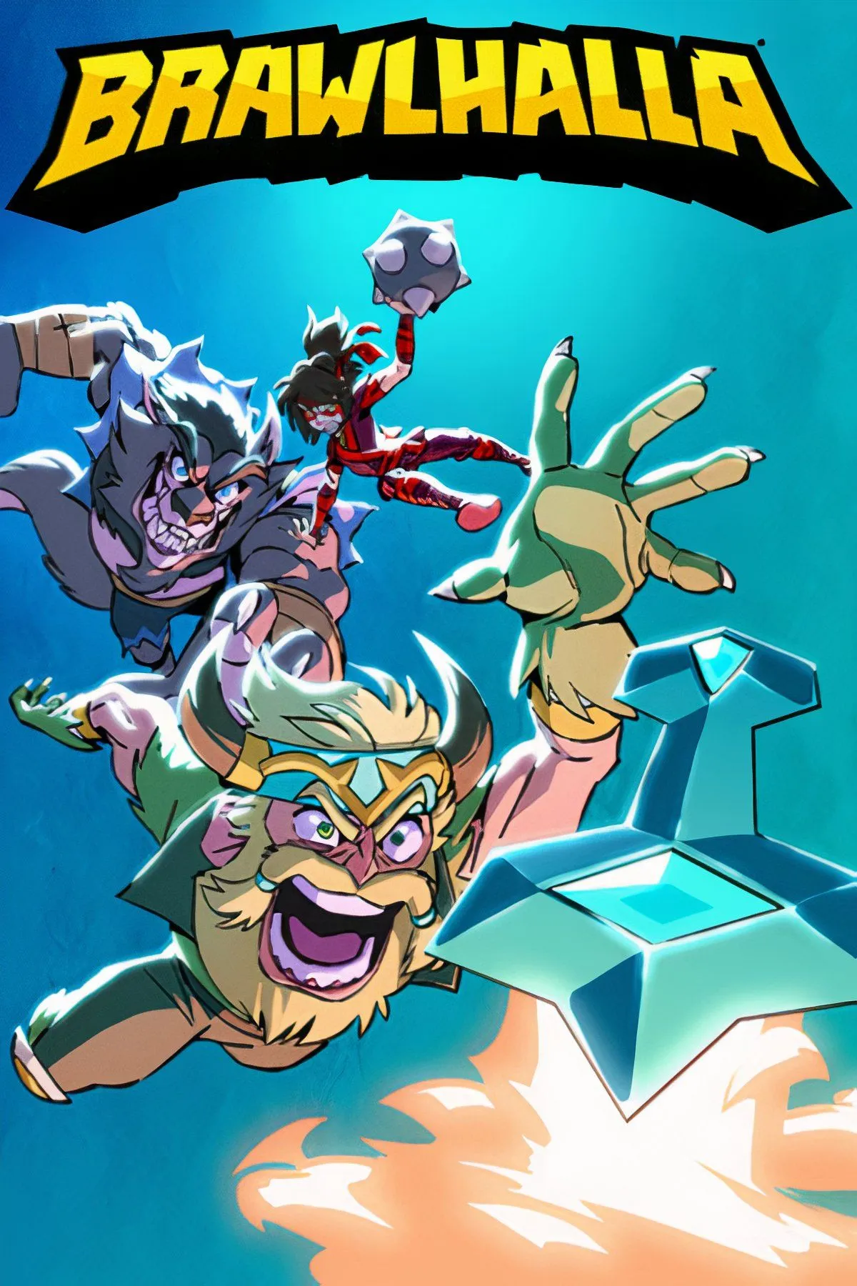 Giao diện trận đấu Brawlhalla với các nhân vật đang đối kháng, thể hiện lối chơi sôi động của tựa game đối kháng nhẹ