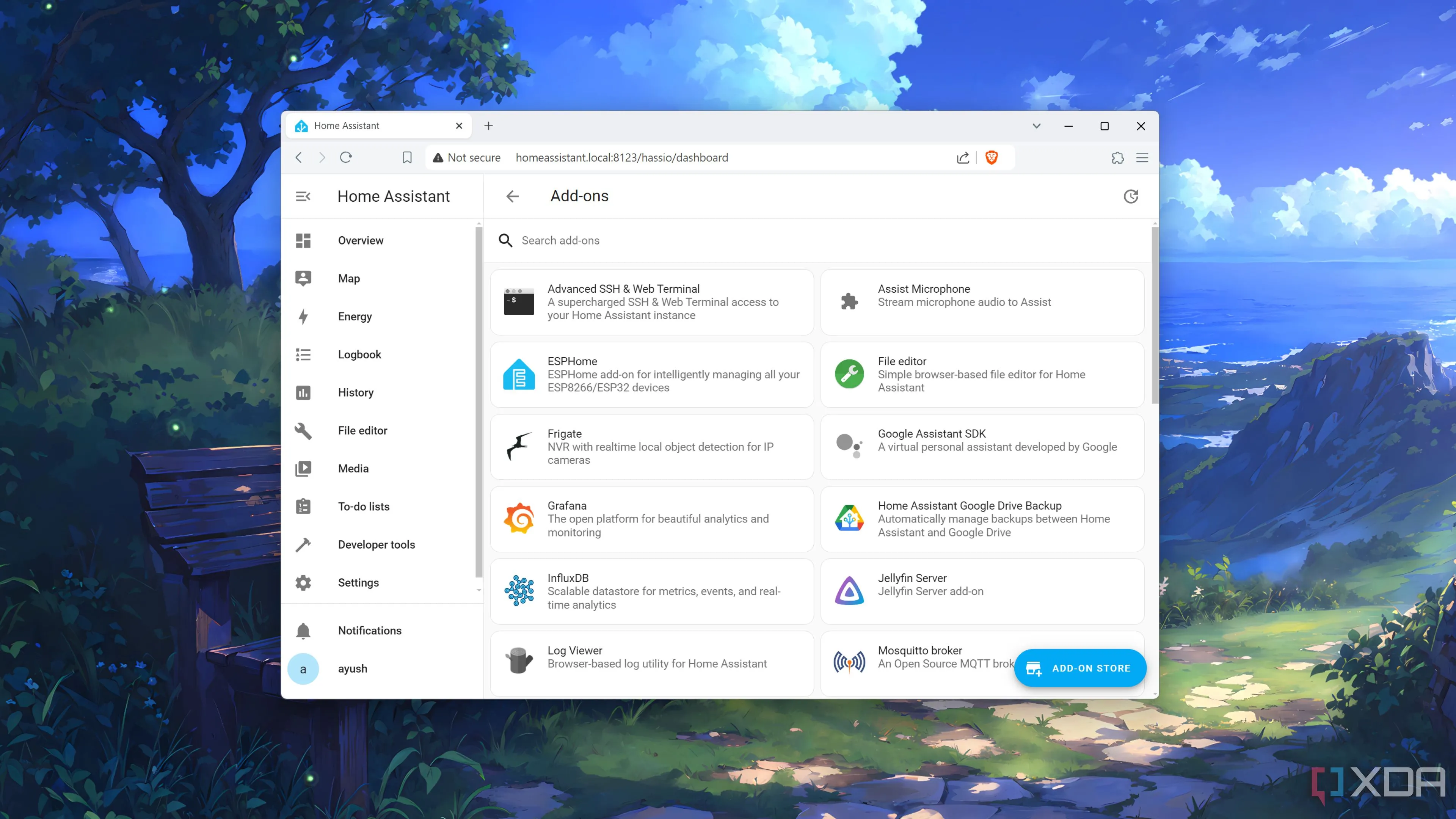 Giao diện trang Add-ons của Home Assistant, nơi người dùng có thể tìm kiếm và cài đặt các tiện ích mở rộng để tăng cường chức năng cho hệ thống nhà thông minh.
