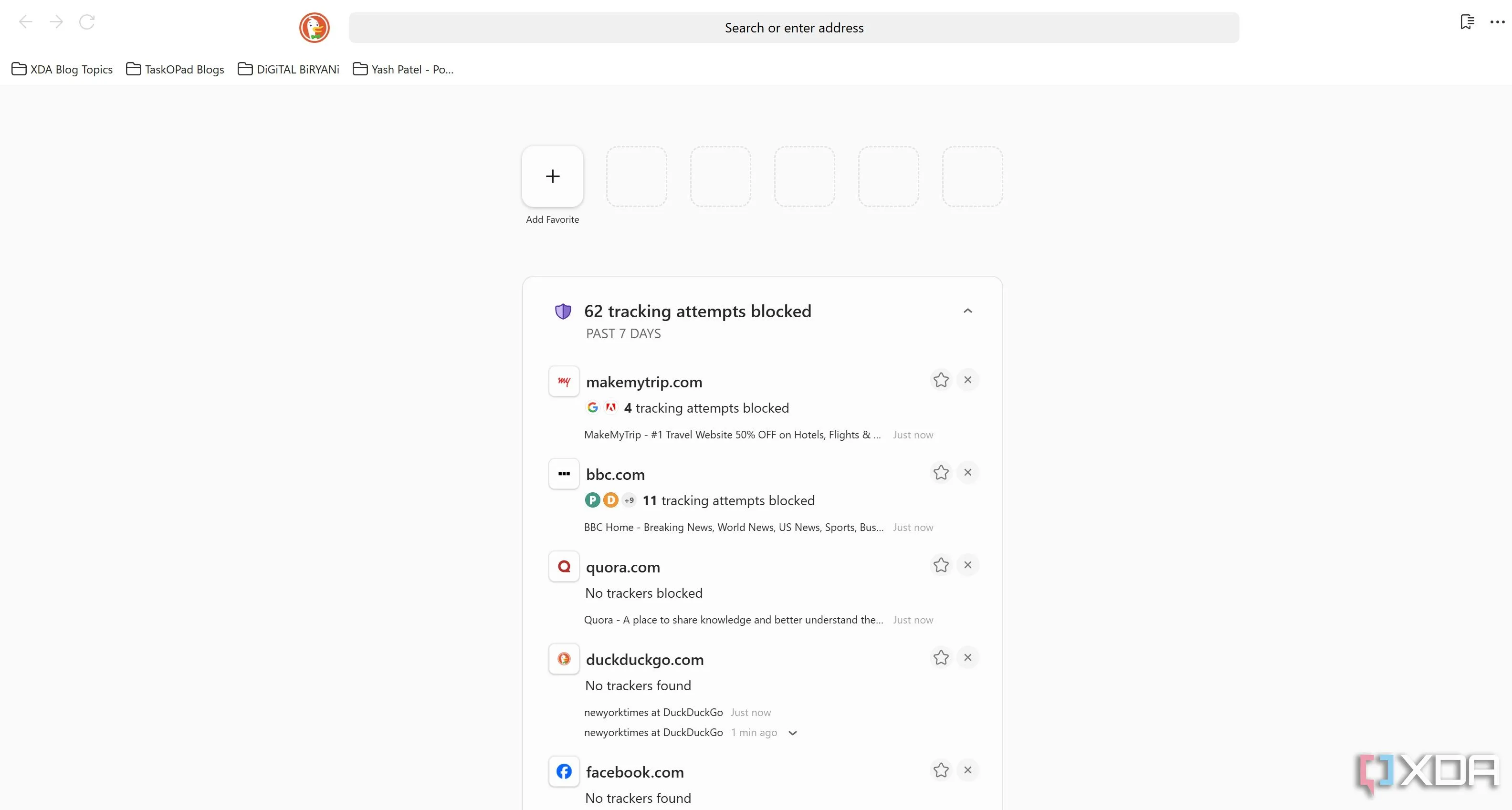 Giao diện trang chủ công cụ tìm kiếm riêng tư DuckDuckGo