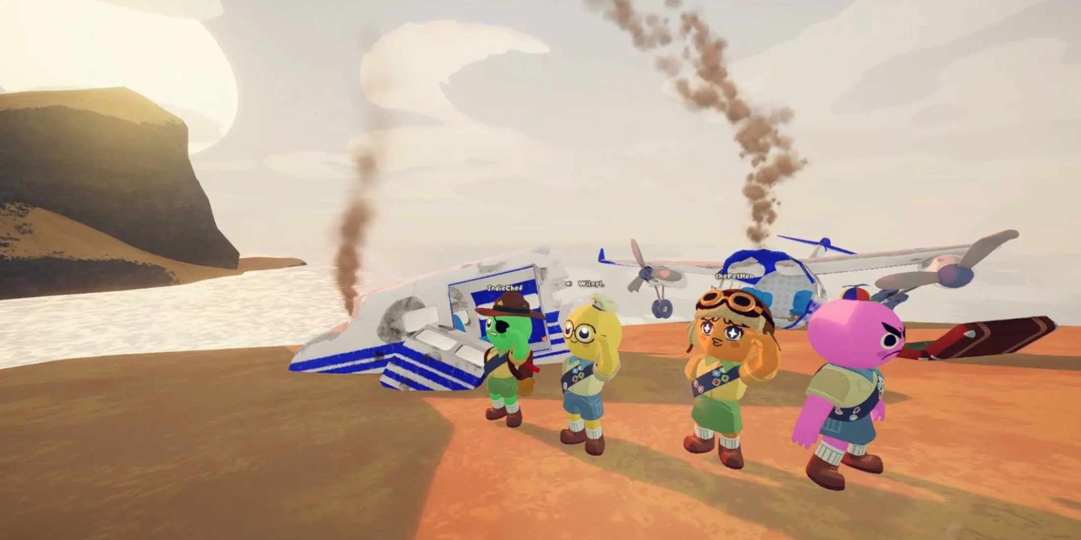 Giao diện trong game Peak với một nhân vật đang leo qua khe núi hiểm trở