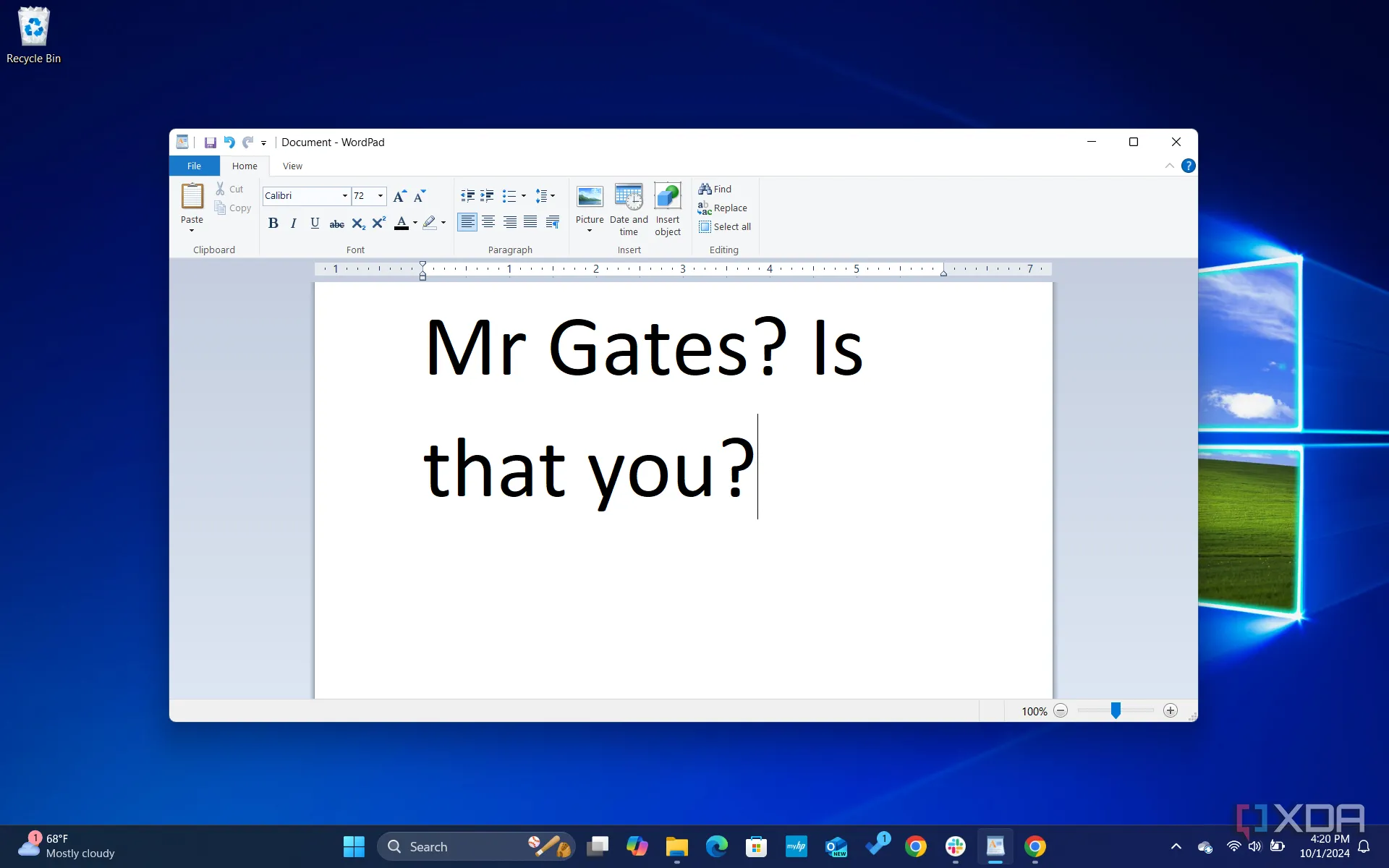Giao diện ứng dụng WordPad truyền thống trên Windows.