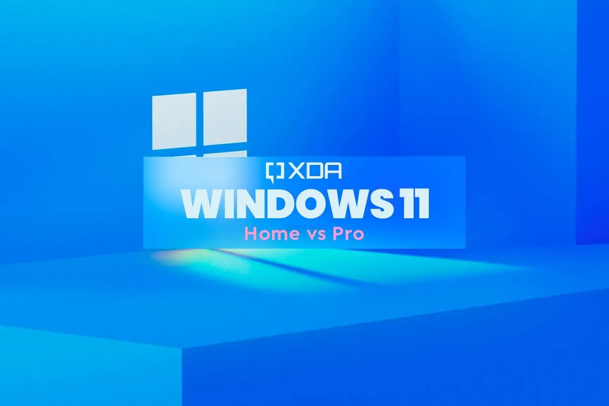 Giao diện Windows 11 hiển thị logo Home và Pro, minh họa sự khác biệt giữa hai phiên bản hệ điều hành