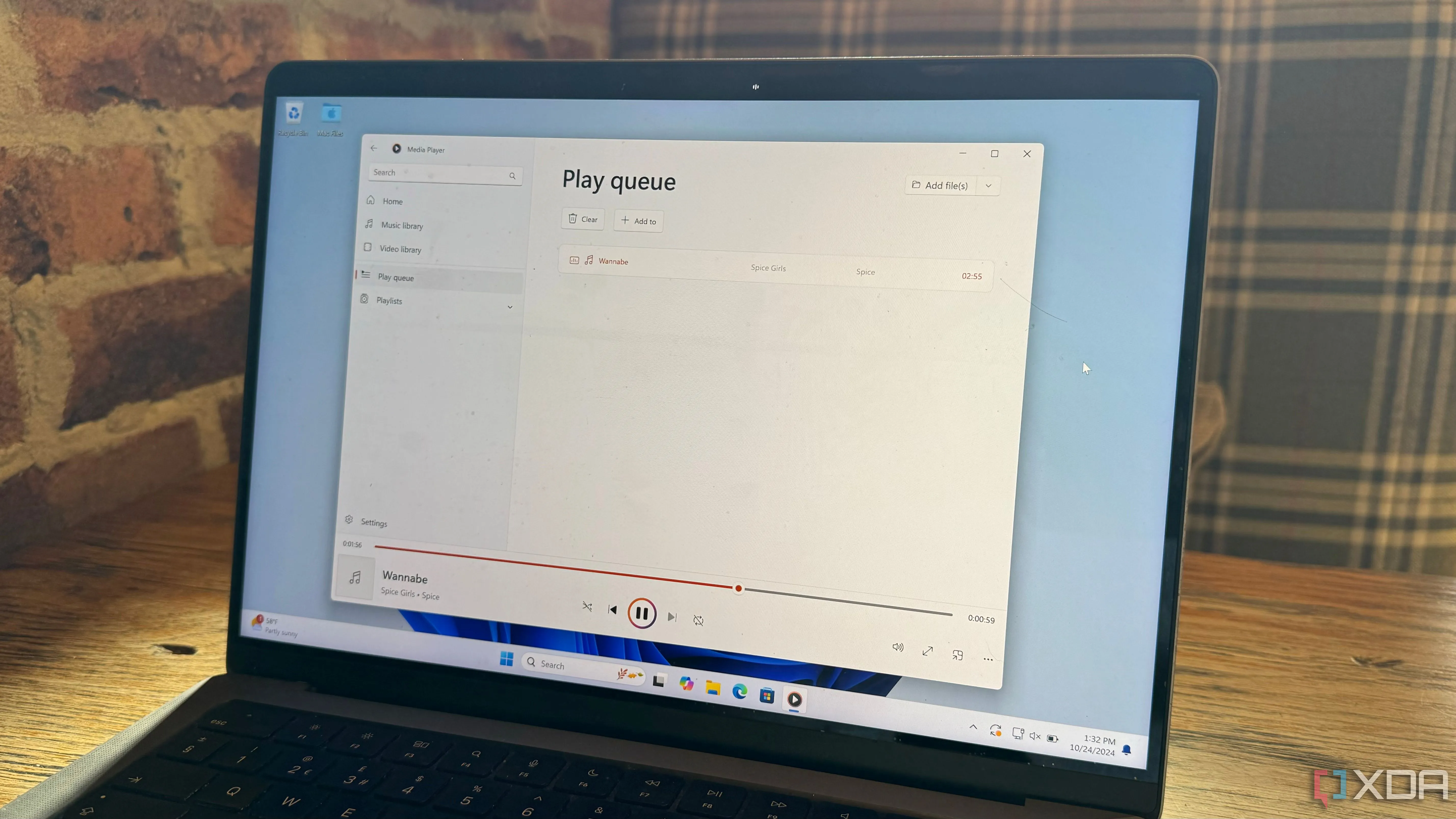 Giao diện Windows Media Player trên Windows 11