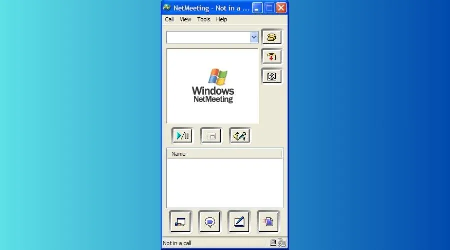 Giao diện Windows NetMeeting với các tùy chọn gọi điện và hội nghị trực tuyến