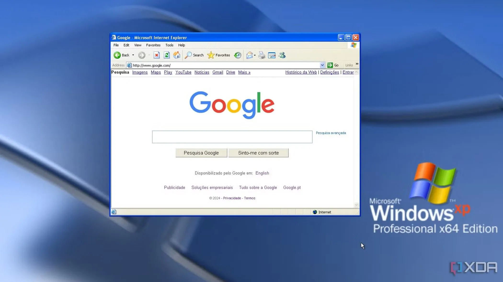 Giao diện Windows XP với biểu tượng Internet Explorer