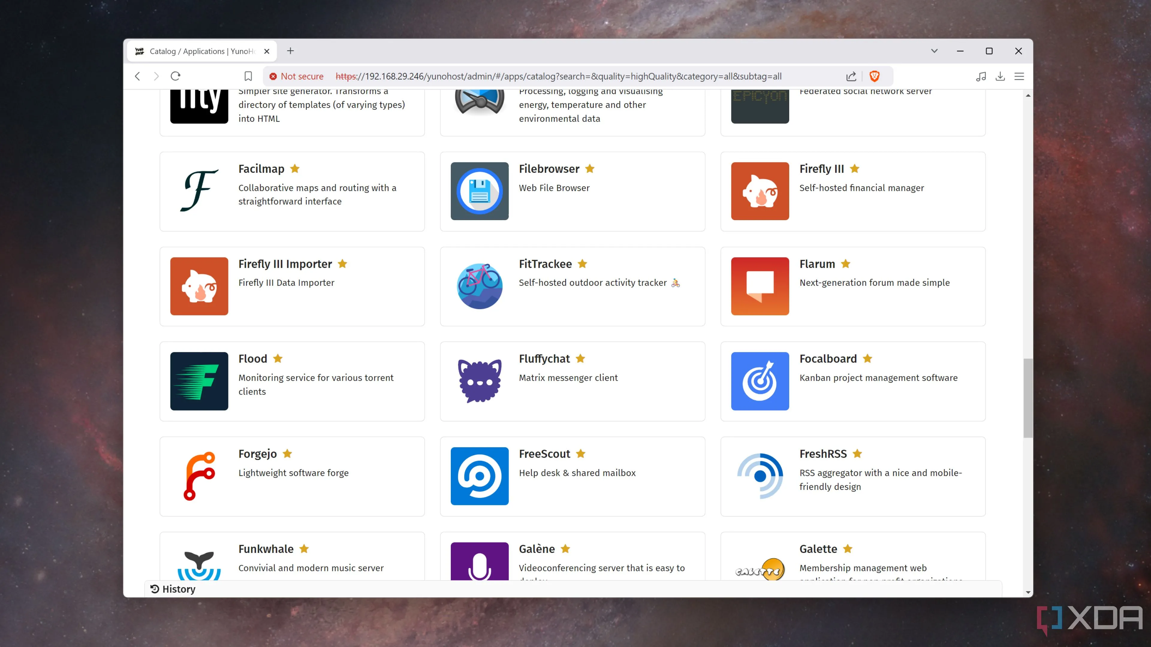 Giao diện YunoHost hiển thị bộ sưu tập ứng dụng phong phú để tự host server tại nhà