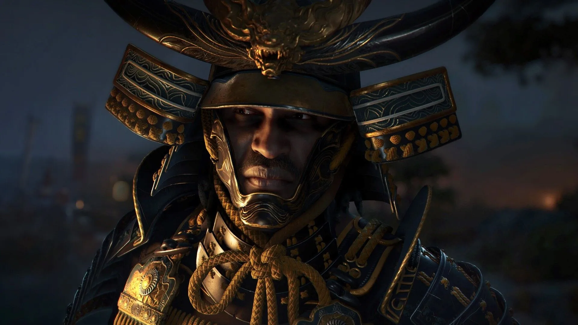Góc nhìn từ trên cao của một khu vực trong Assassin's Creed Shadows, với kiến trúc Nhật Bản và môi trường tự nhiên.