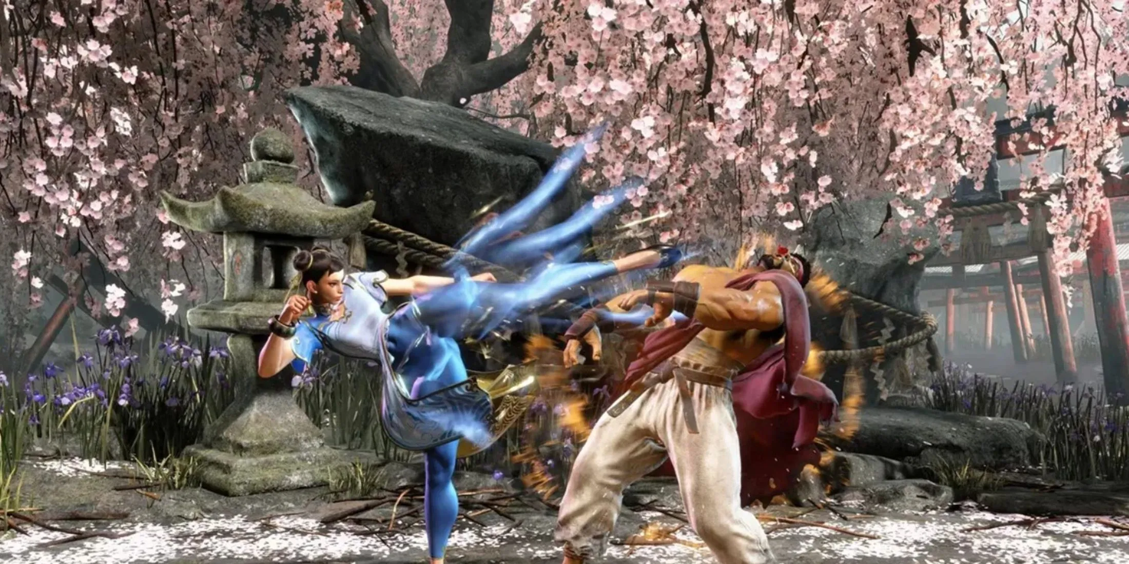 Hai nhân vật biểu tượng Chun-Li và Ryu chiến đấu trong Street Fighter 6
