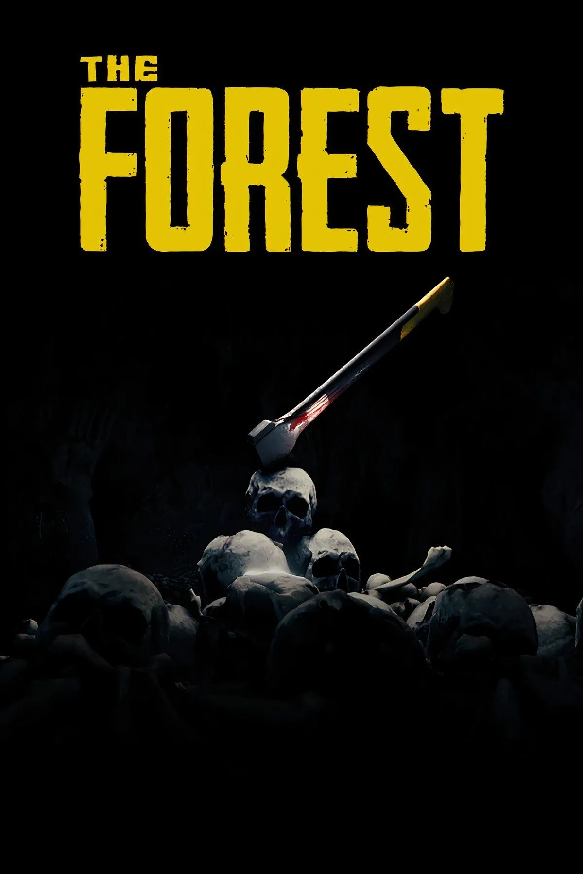 Hai nhân vật trong The Forest đang chặt cây để xây dựng căn cứ, trong bối cảnh khu rừng rậm rạp và nguy hiểm, minh họa gameplay sinh tồn và chế tạo của tựa game kinh dị co-op này.