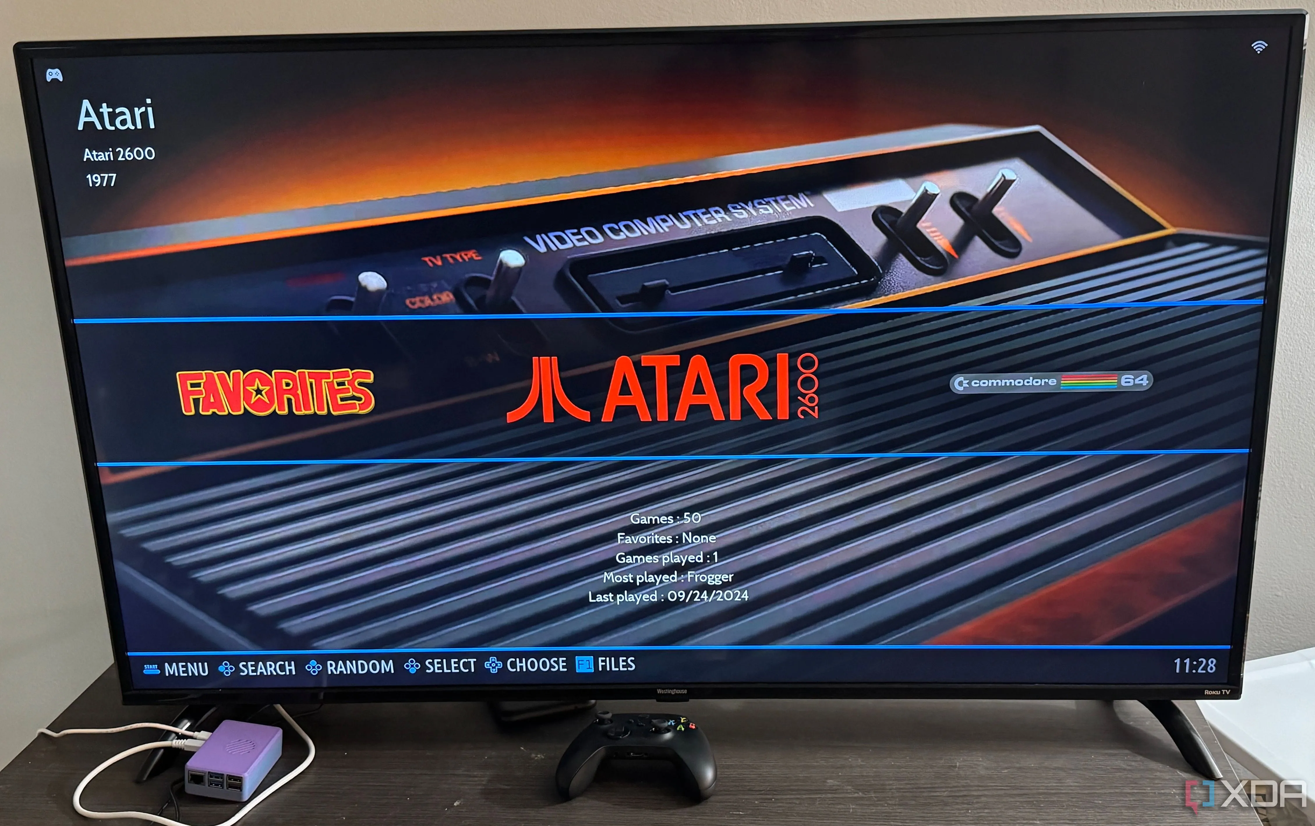 Hệ điều hành Batocera hiển thị danh sách các game Atari 2600 cùng hàng chục hệ máy game cổ điển khác