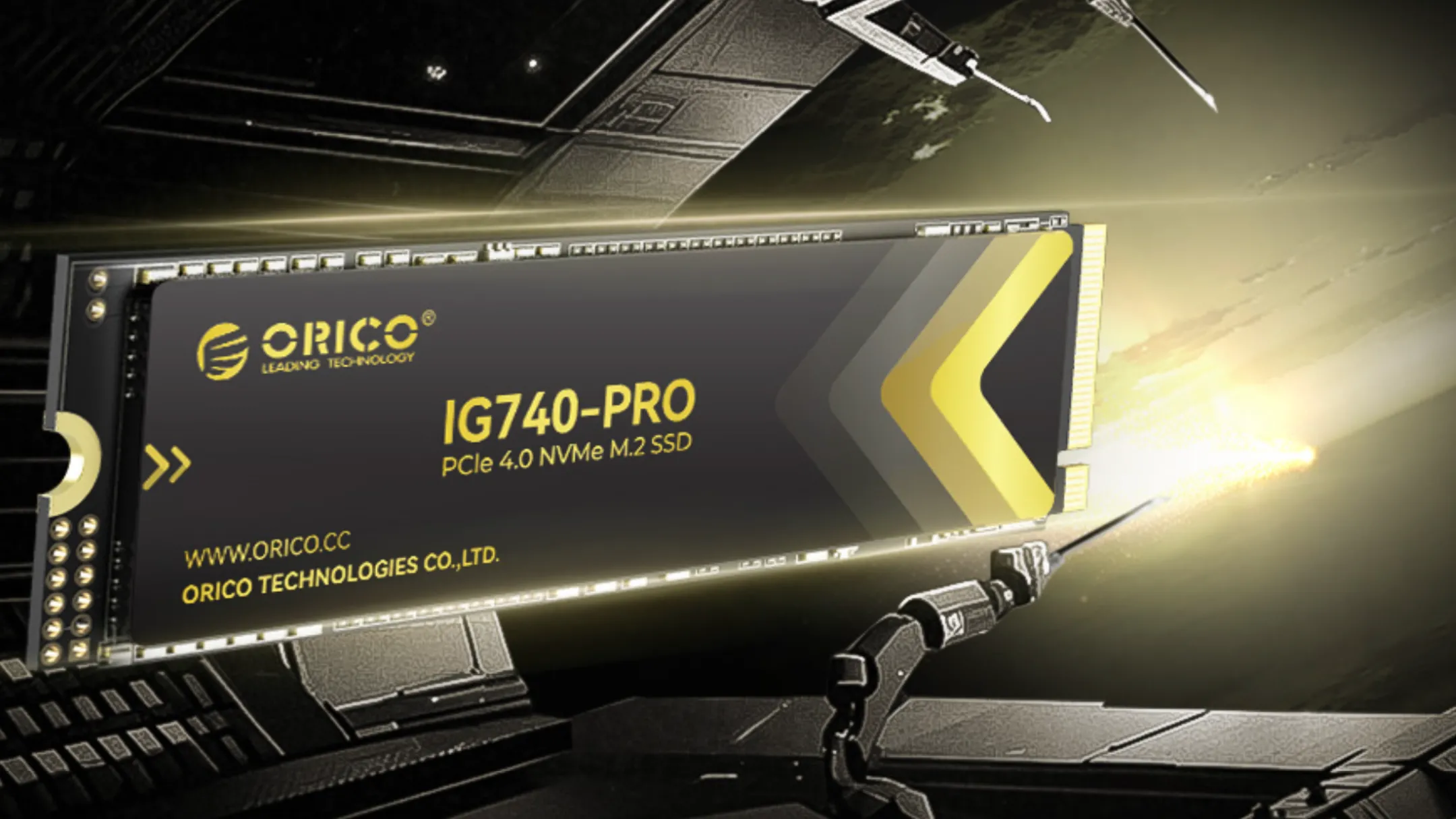 Hình ảnh cận cảnh ổ cứng SSD Orico 2TB M.2 NVMe với thiết kế tối ưu tản nhiệt