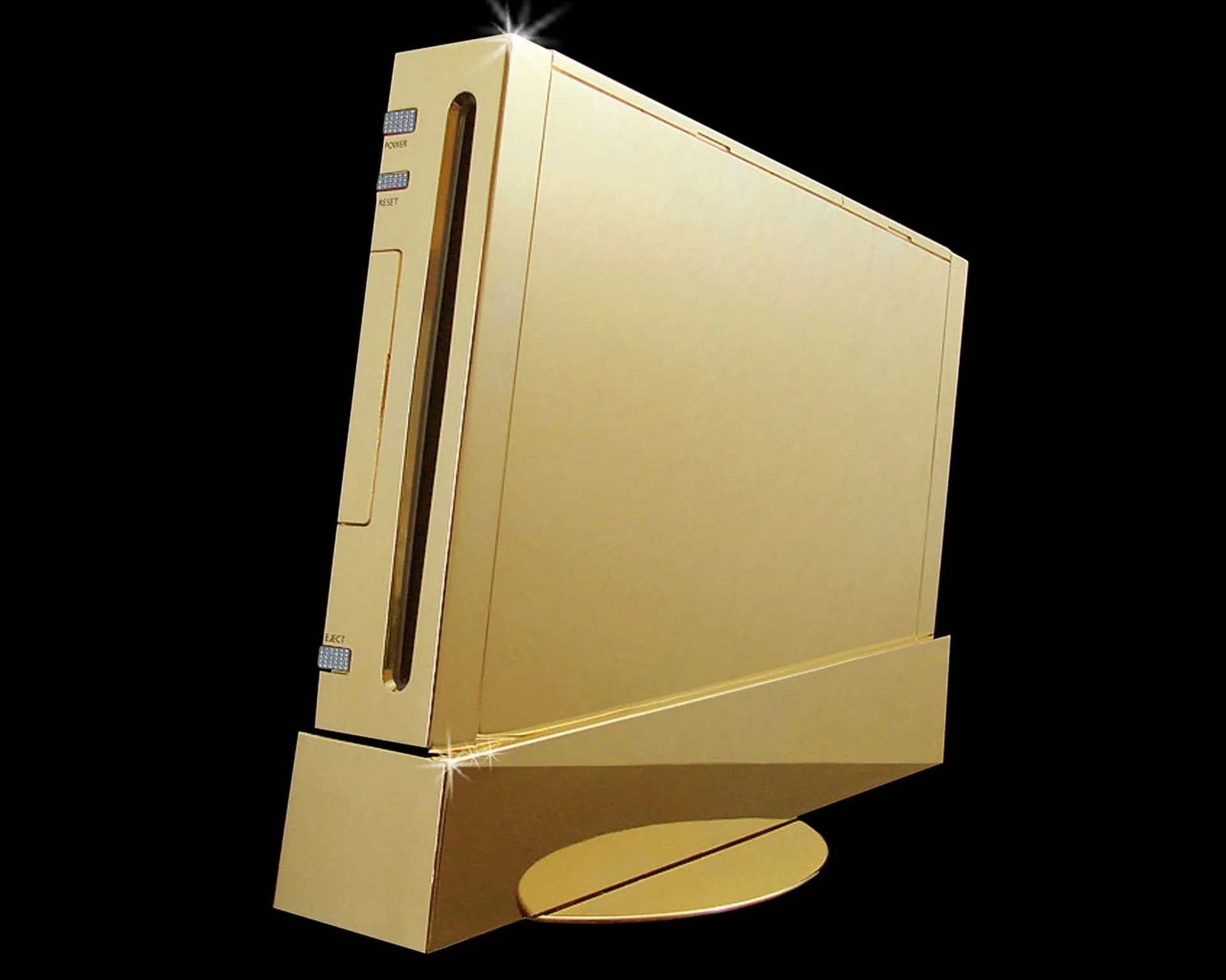 Hình ảnh console Nintendo Wii Supreme bằng vàng 22K và kim cương lộng lẫy