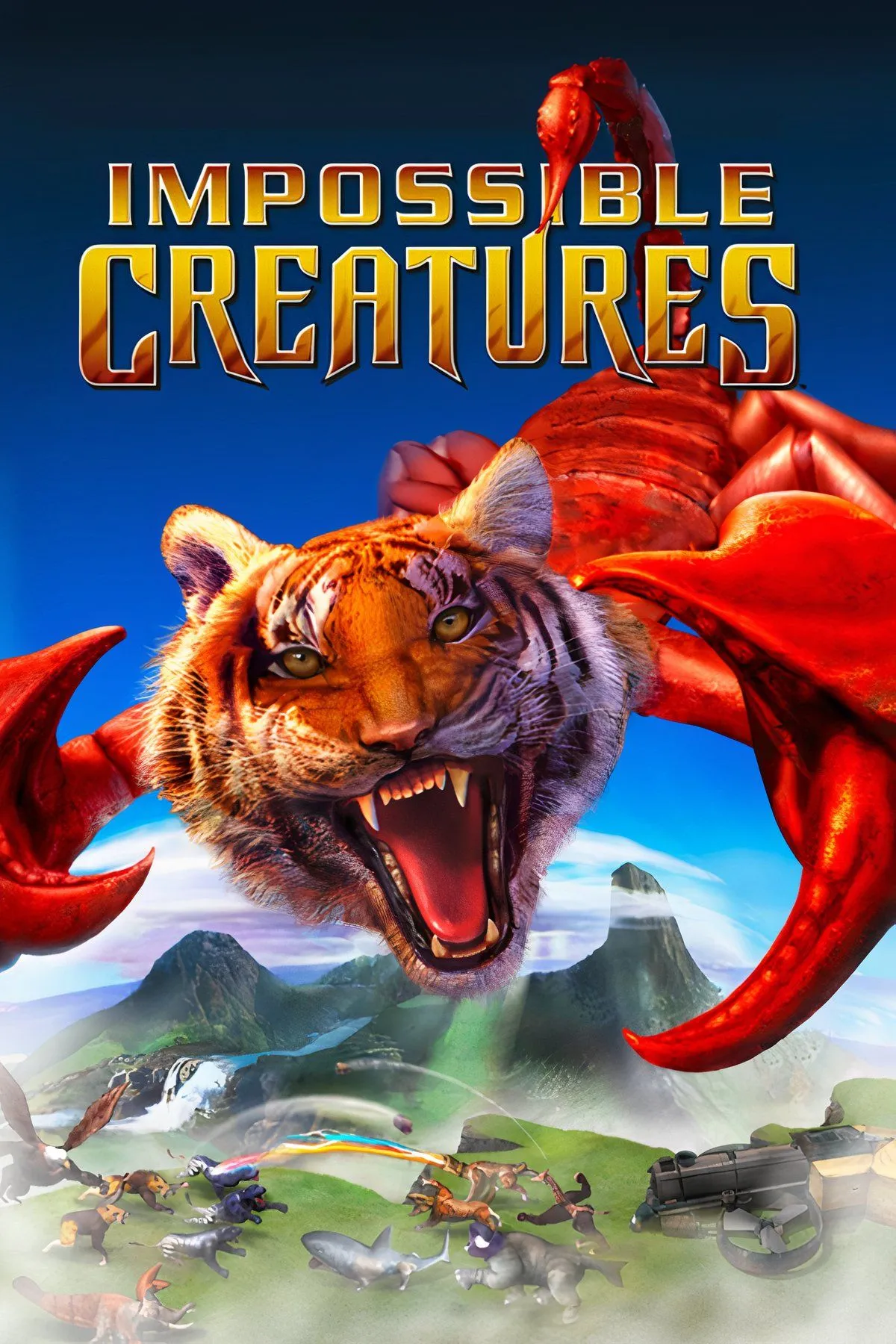 Hình ảnh game Impossible Creatures với các sinh vật lai tạo độc đáo đang chiến đấu