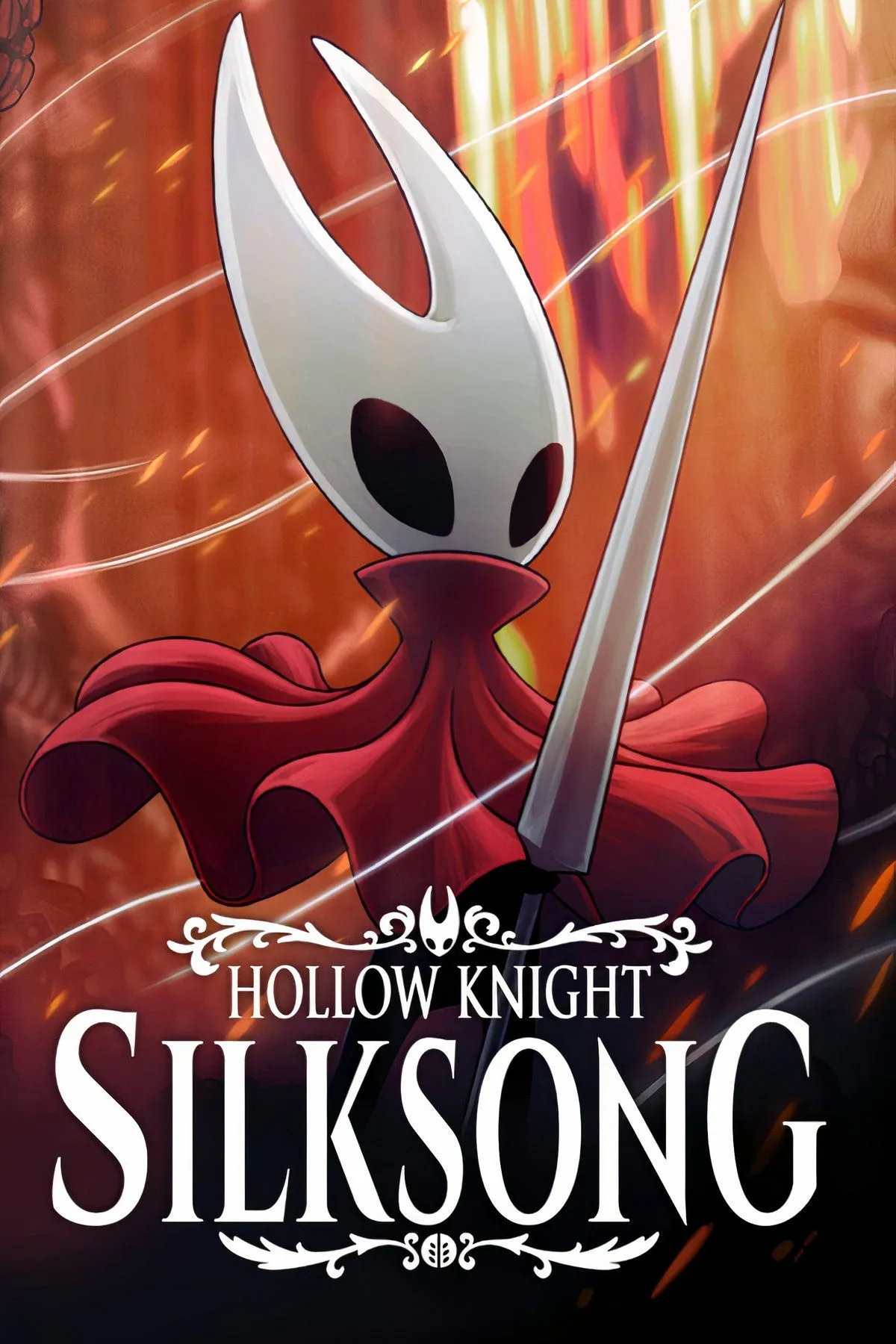 Hình ảnh gameplay của Hollow Knight Silksong, nhân vật Hornet đang chiến đấu trong thế giới côn trùng đầy màu sắc.