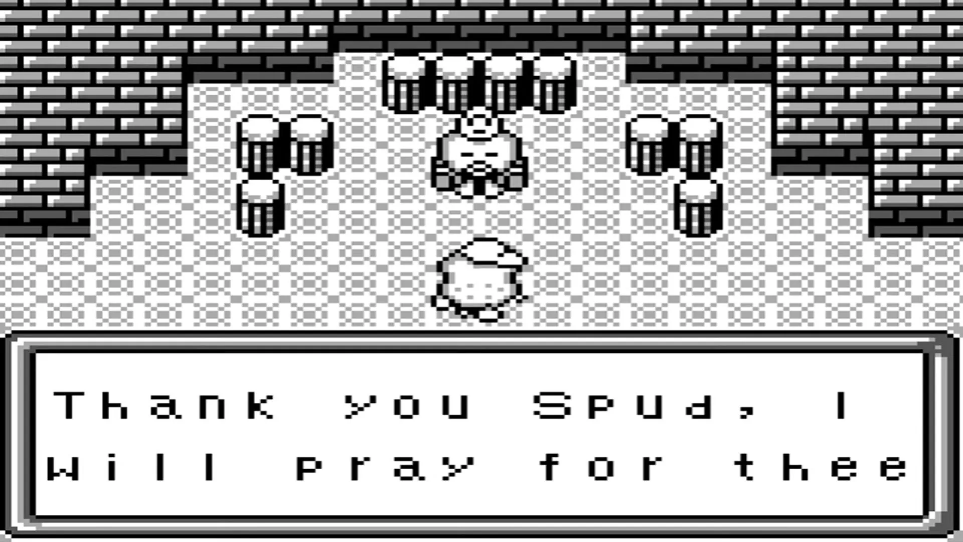Hình ảnh gameplay của Spud's Adventure trên Game Boy với nhân vật Spud trong tháp