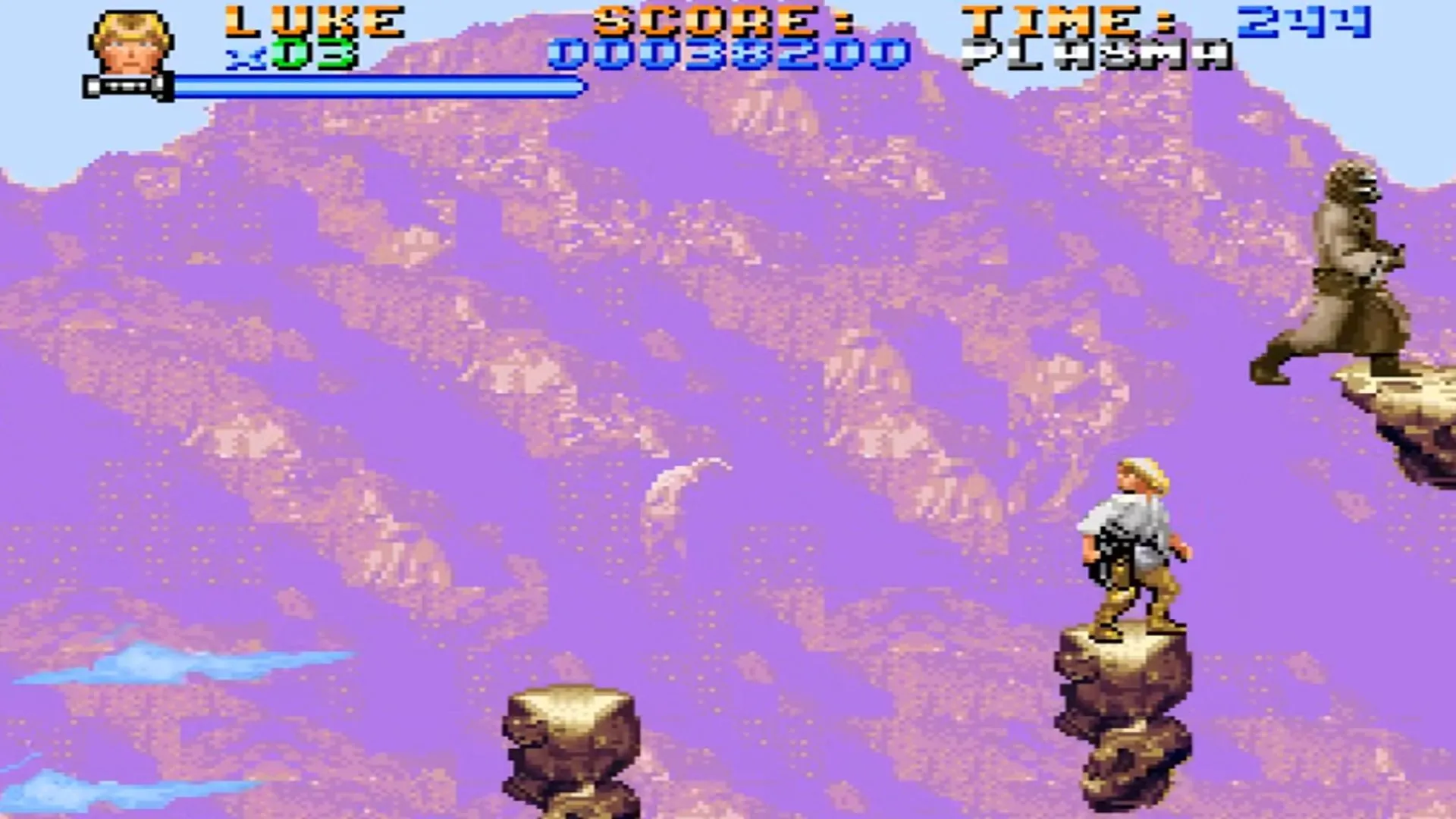 Hình ảnh gameplay từ Super Star Wars trên SNES với độ khó thử thách