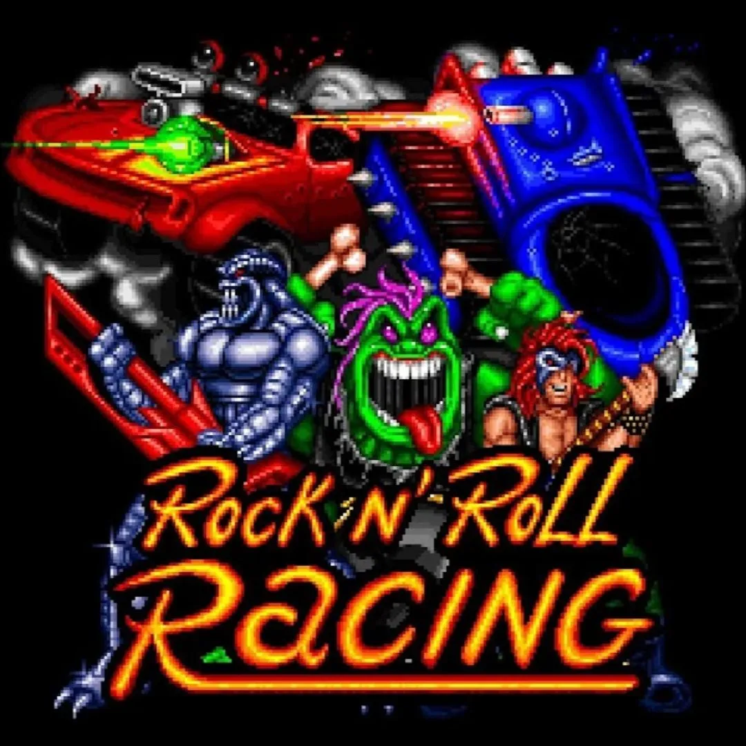 Hình ảnh hộp game Rock n' Roll Racing cho hệ máy SNES.