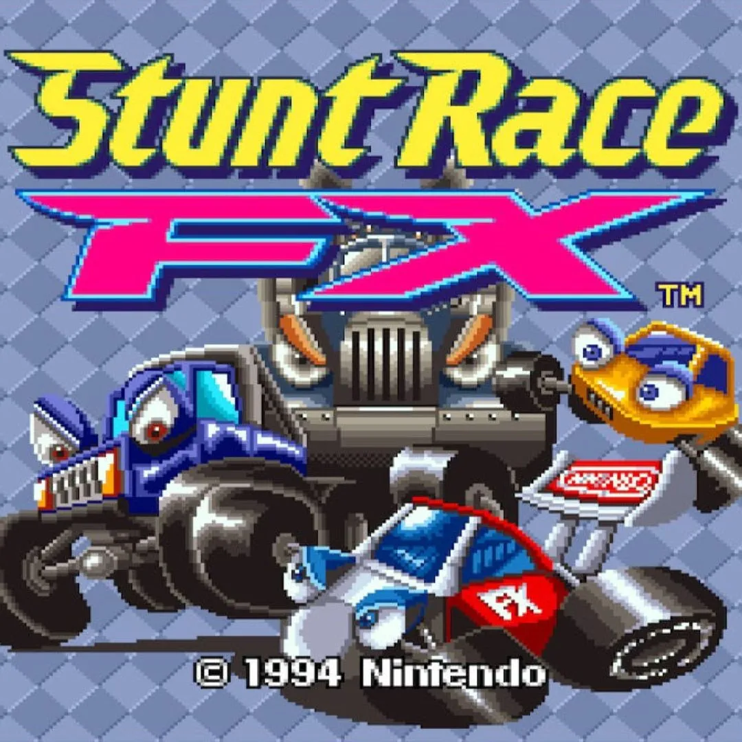 Hình ảnh hộp game Stunt Race FX cho hệ máy SNES.
