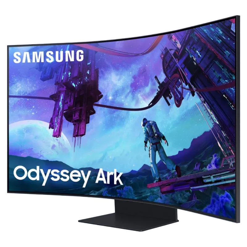 Hình ảnh màn hình gaming Samsung Odyssey Ark 55 inch nổi bật trên nền trong suốt