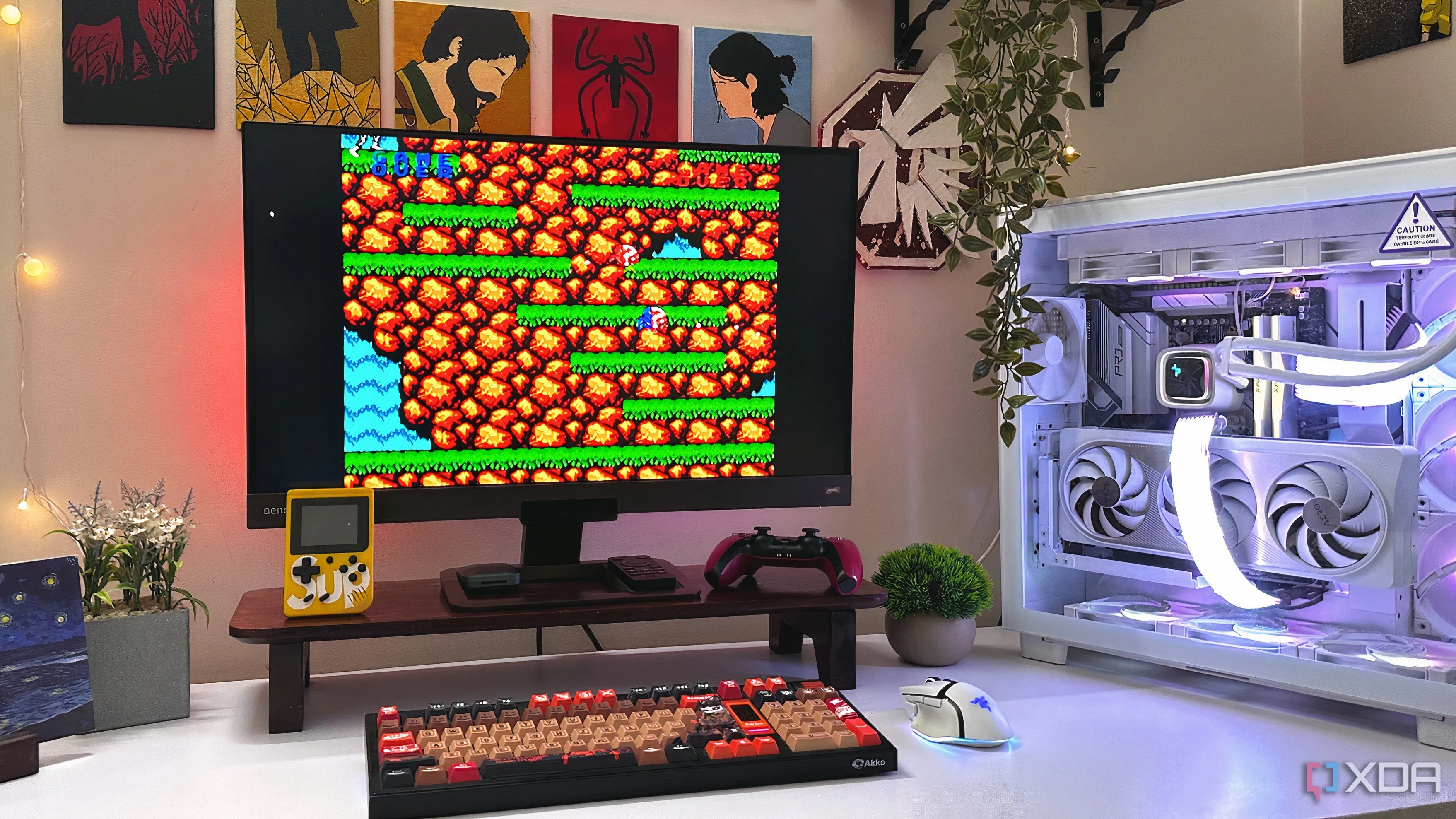 Hình ảnh máy tính chơi game retro Contra, gợi nhớ kỷ niệm về đồ họa game cũ