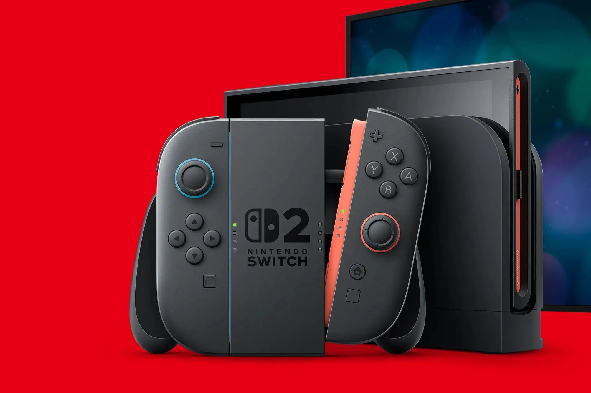 Hình ảnh minh họa Nintendo Switch 2 trong dock kèm tay cầm Joy-Con, đại diện cho tương lai game cầm tay