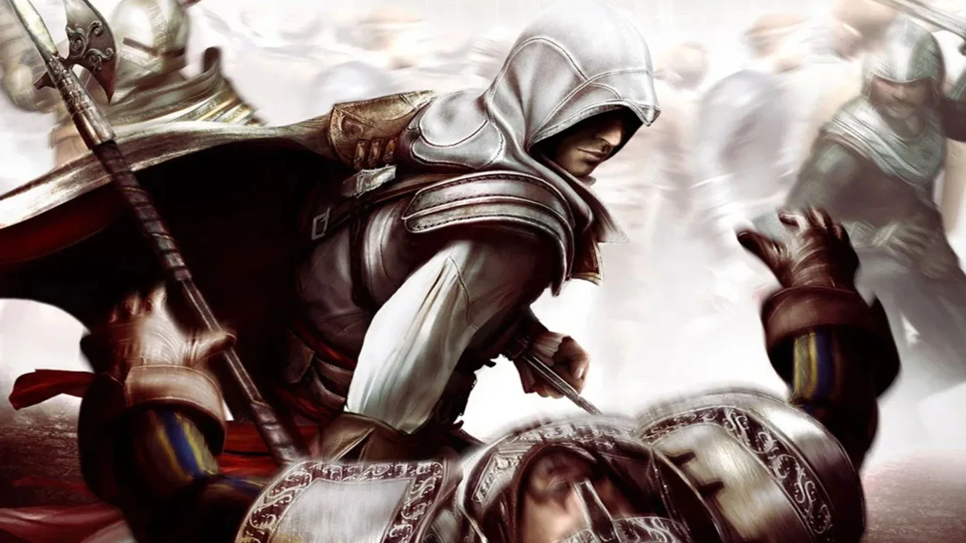 Hình ảnh minh họa sát thủ Assassin's Creed tương tác với các nhân vật lịch sử, gợi mở tiềm năng gặp gỡ các lãnh đạo Thế chiến 2 như Churchill hay Roosevelt.