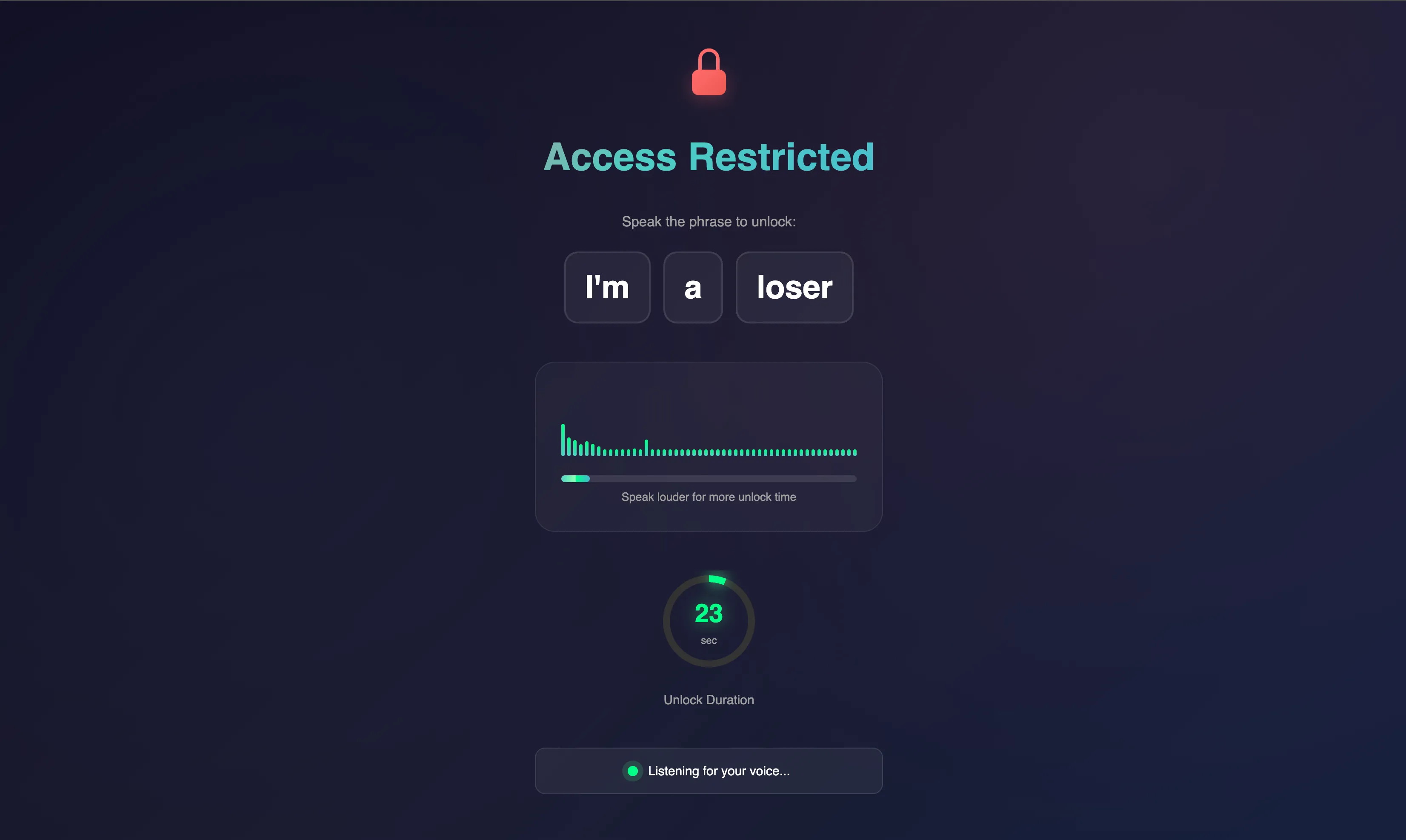Hình ảnh minh họa tiện ích Scream to Unlock hoạt động trên trình duyệt Chrome