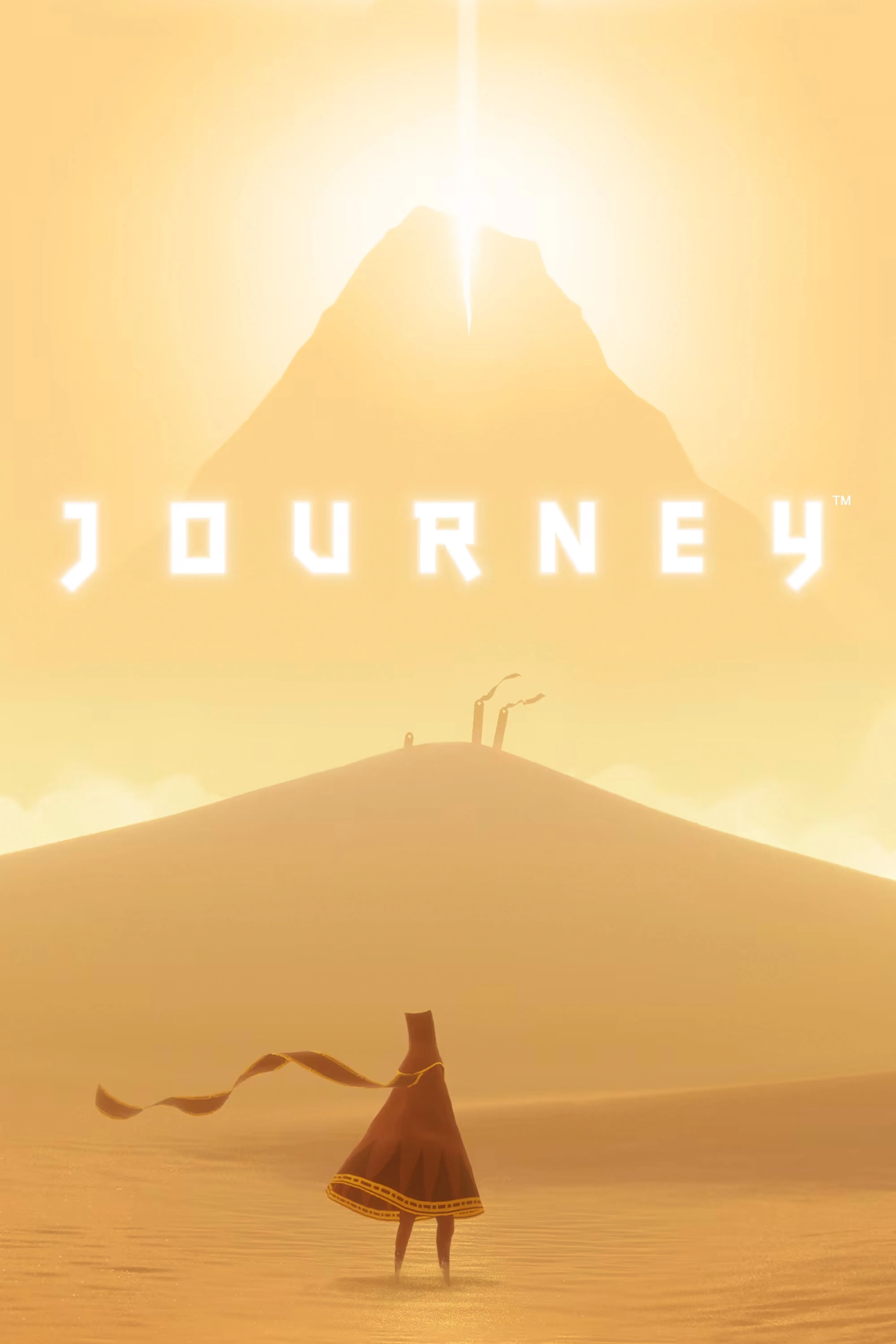 Hình ảnh nhân vật áo choàng đỏ khám phá thế giới cát rộng lớn trong game Journey.