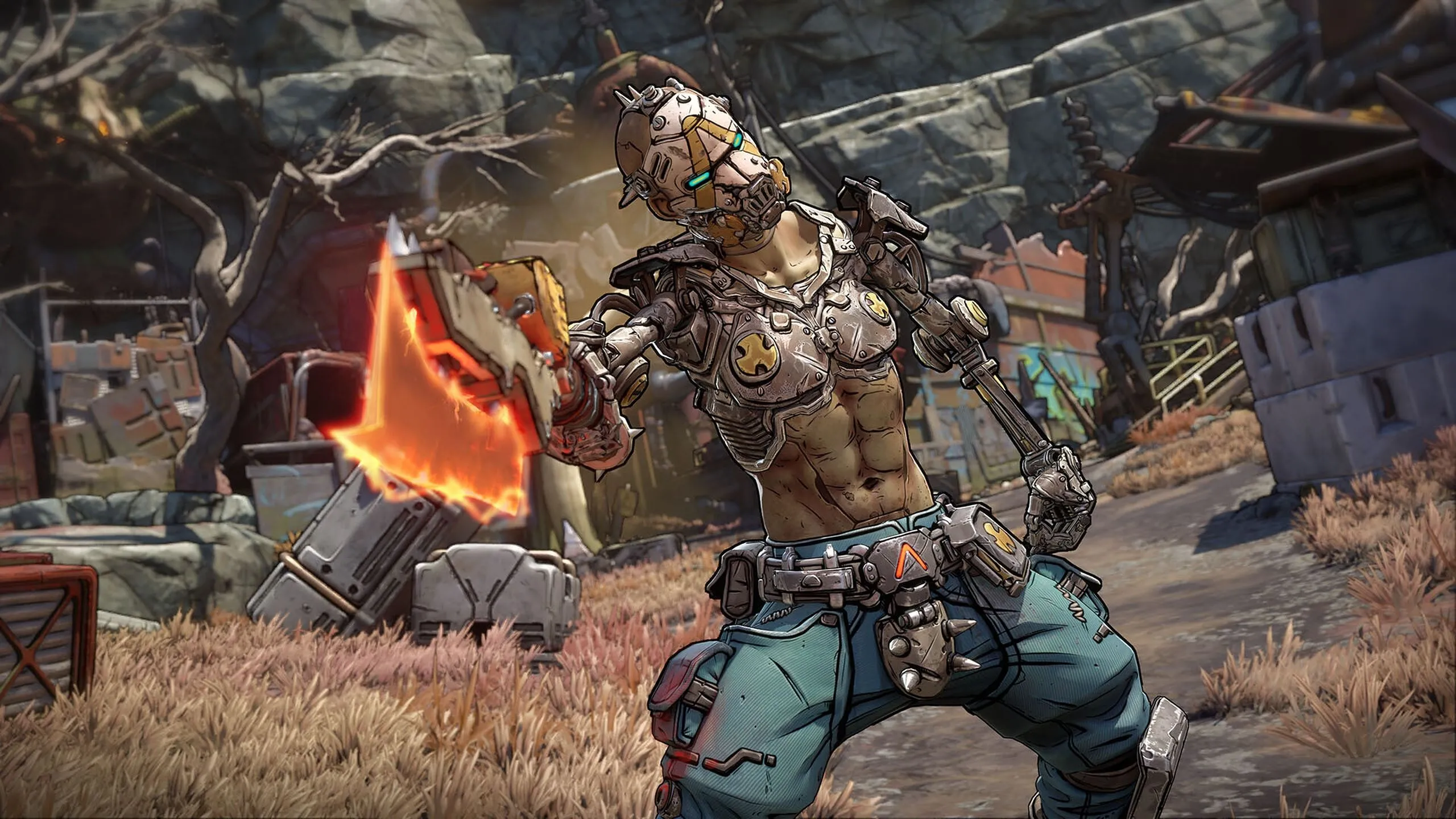 Hình ảnh nhân vật Psycho cầm kiếm rực lửa trong Borderlands 4, minh họa chất hành động kịch tính của game