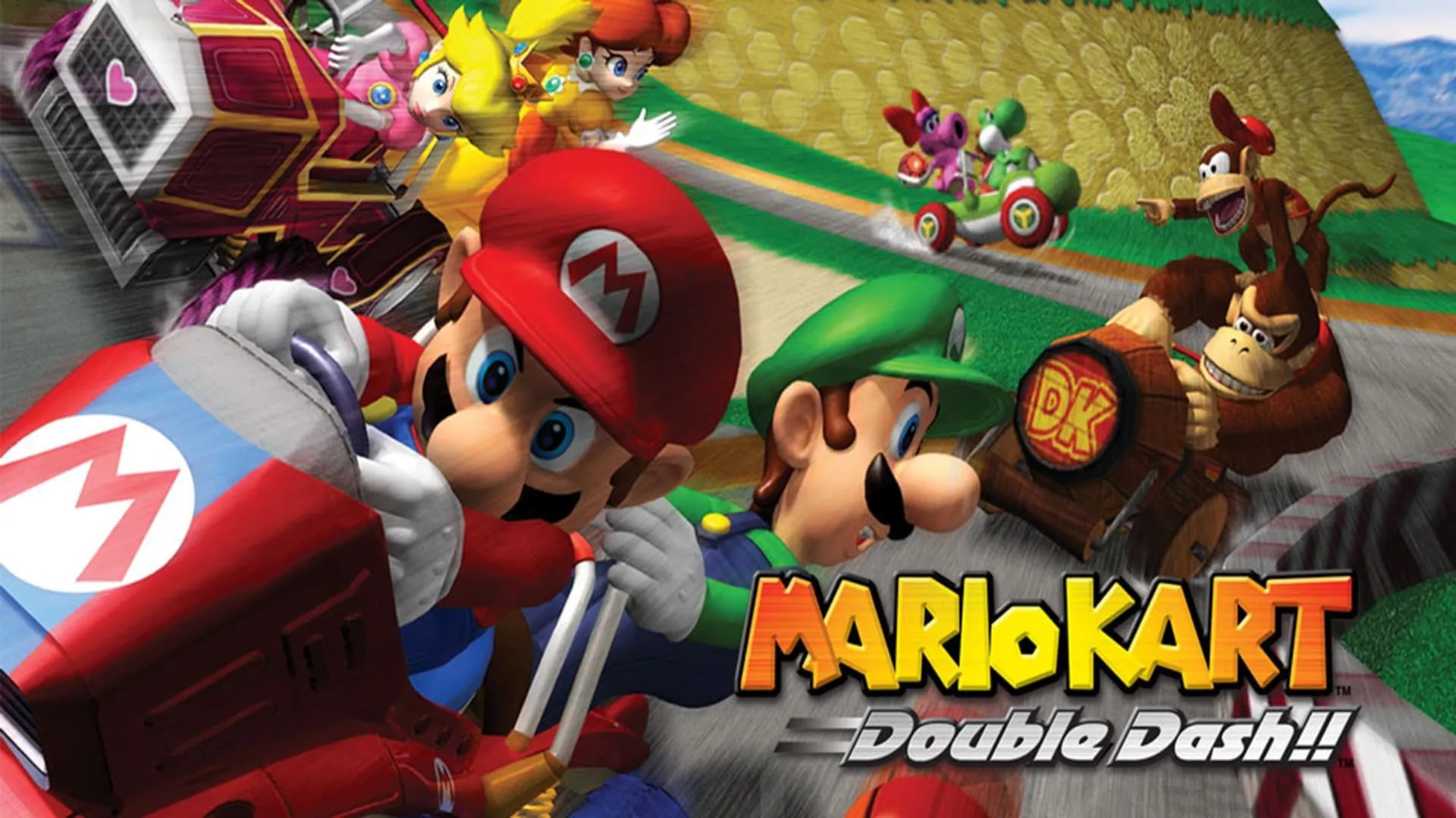 Hình ảnh quảng bá khi ra mắt Mario Kart Double Dash trên Nintendo GameCube
