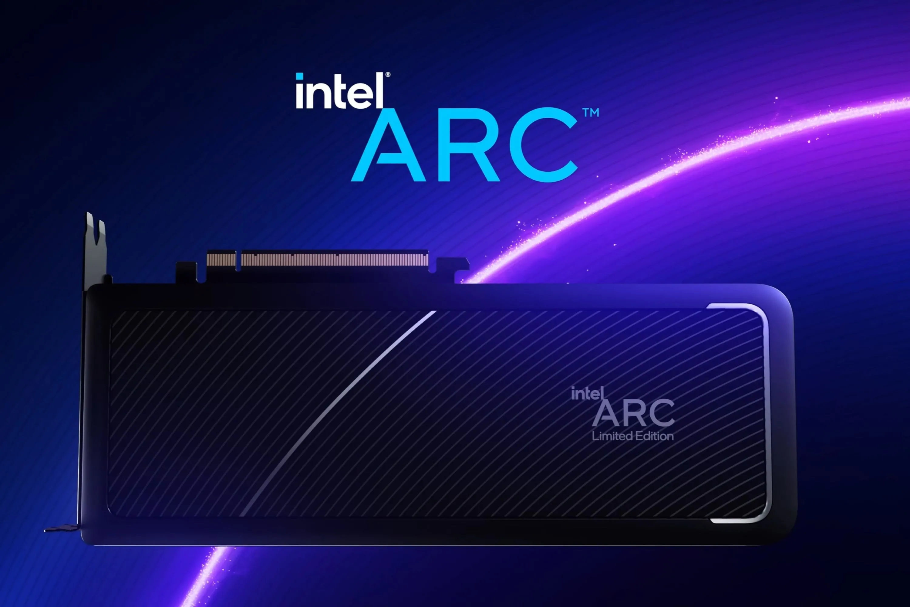 Hình ảnh render card đồ họa Intel Arc, minh họa khả năng đáp ứng nhu cầu người dùng làm việc chuyên nghiệp