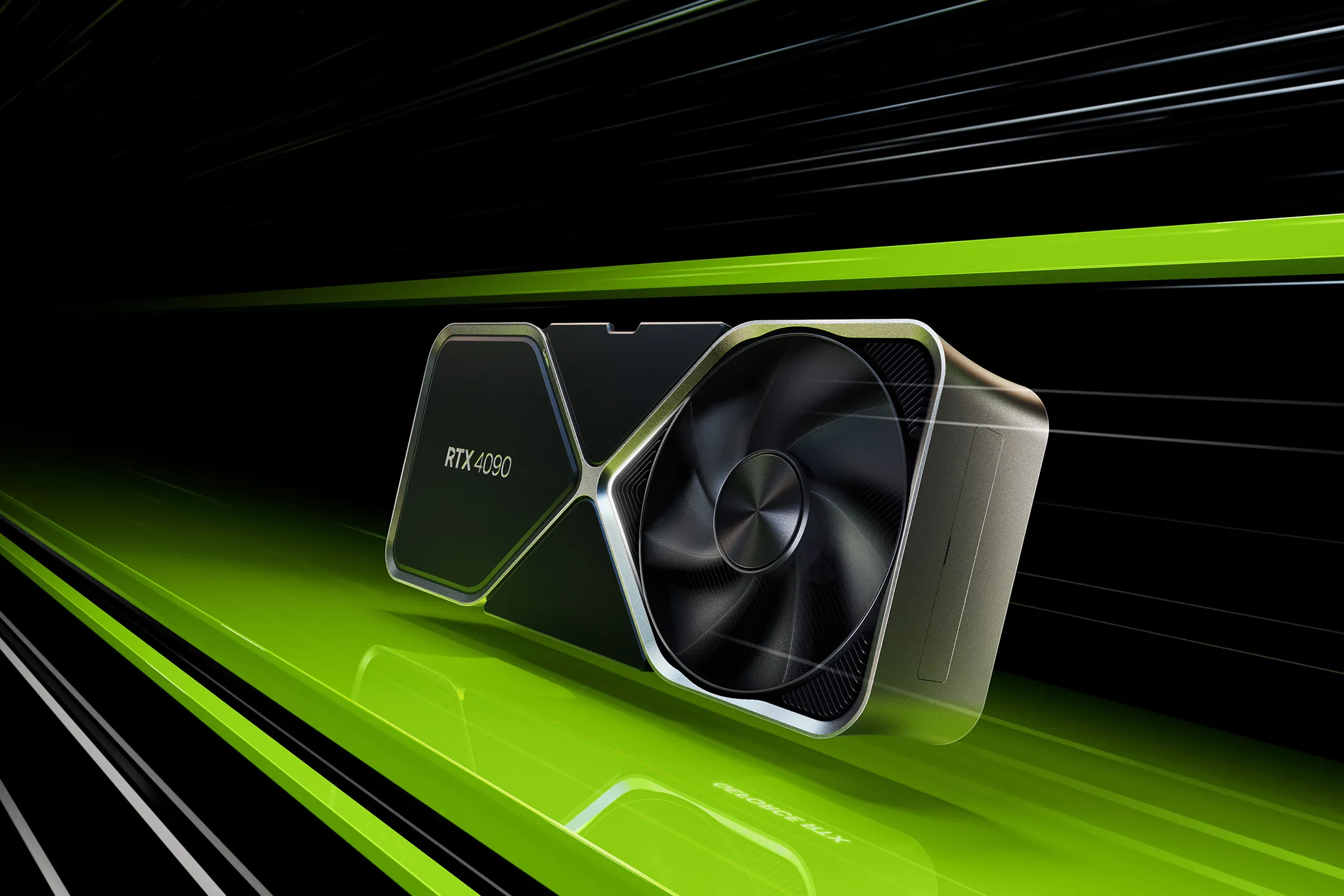 Hình ảnh render của card đồ họa NVIDIA GeForce RTX 4090, biểu tượng hiệu năng tối thượng cho trải nghiệm gaming 4K không giới hạn.
