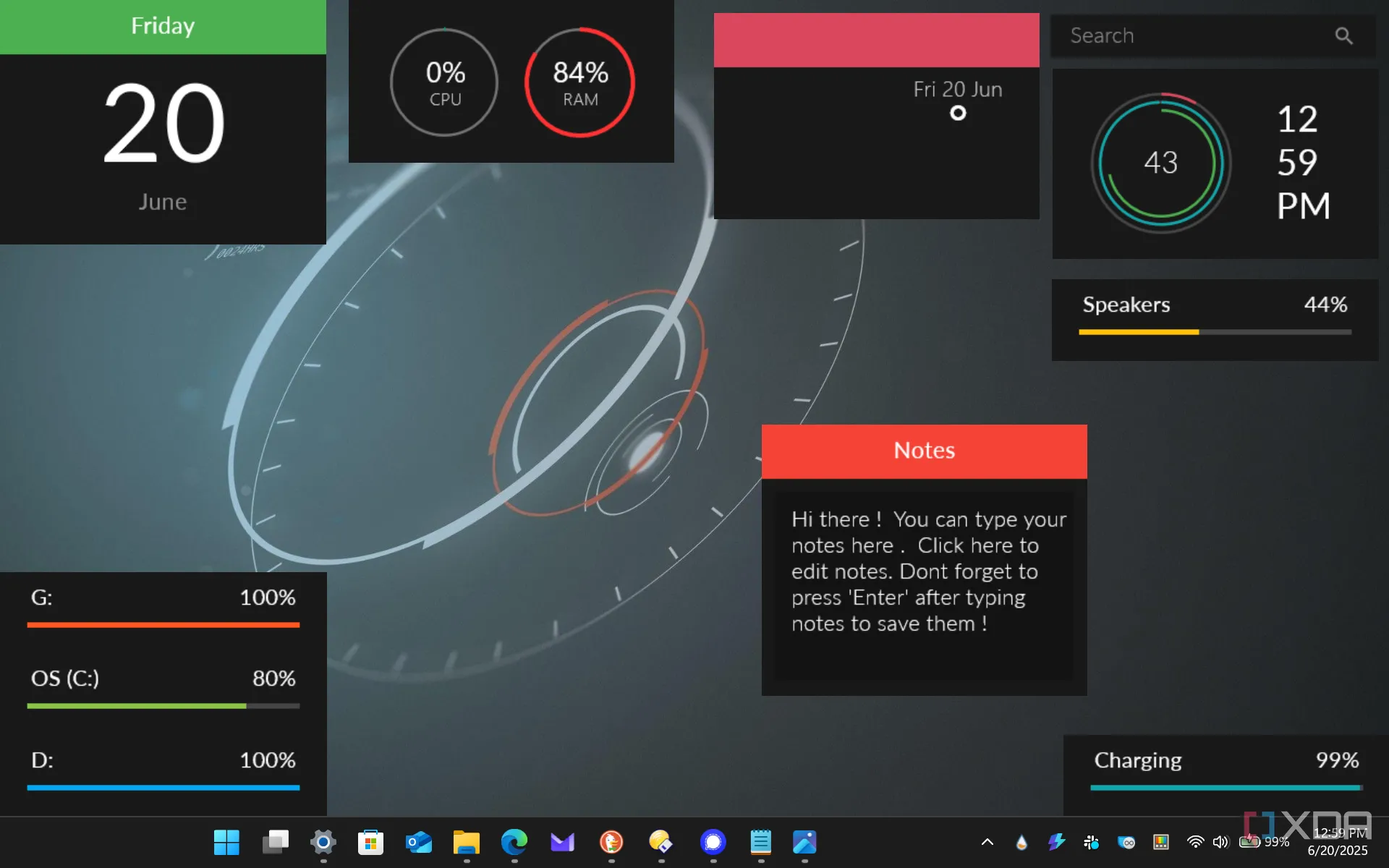 Hình ảnh skin Download Dark Rainmeter