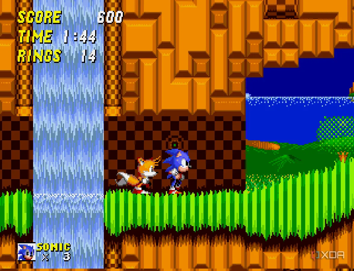 Hình ảnh Sonic the Hedgehog đang chạy trên Genesis Plus GX