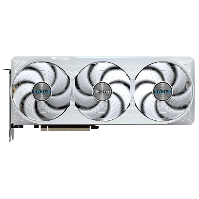 Hình ảnh thực tế card màn hình Gigabyte GeForce RTX 5070 Ti Eagle OC Ice SFF cho PC gaming tông trắng