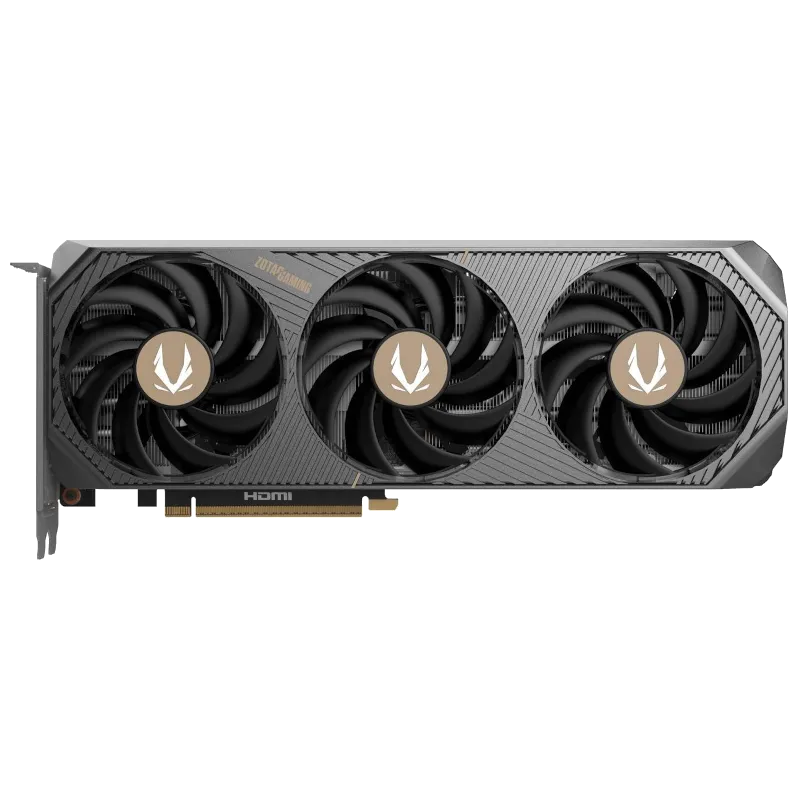 Hình ảnh thực tế card màn hình Zotac Solid GeForce RTX 5070 từ góc nhìn bên hông.
