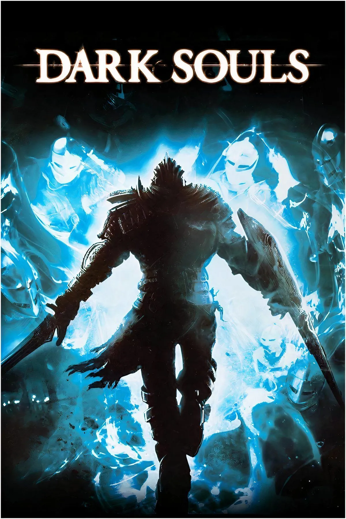 Hình ảnh tổng hợp đặc trưng của Dark Souls, với môi trường u ám và những trận chiến khó nhằn