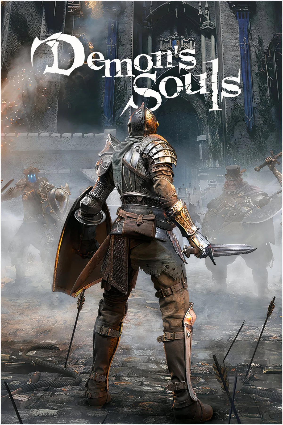 Hình ảnh tổng hợp game Demon's Souls với môi trường u ám và kẻ thù