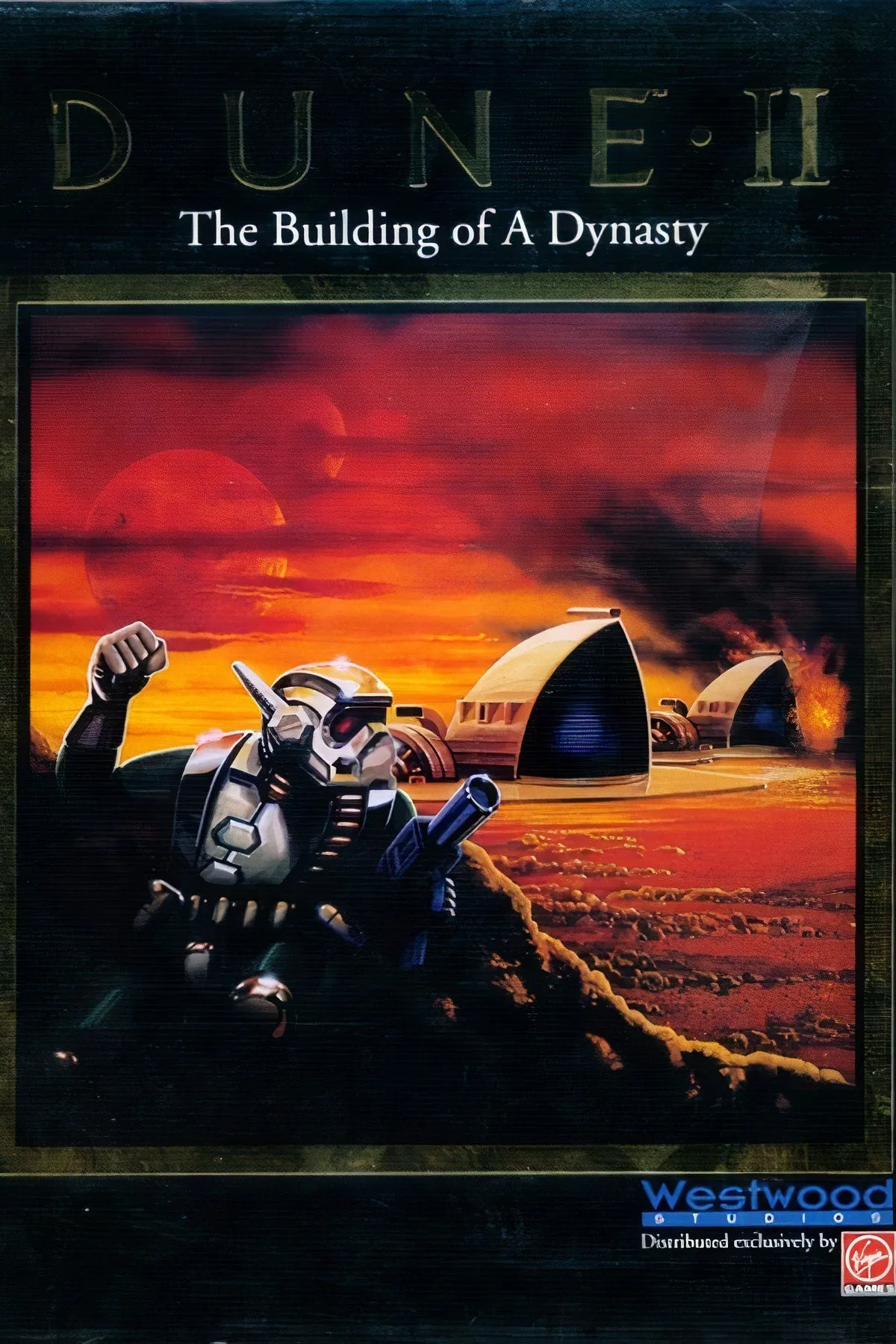 Hình ảnh tổng hợp minh họa gameplay của game chiến thuật thời gian thực Dune II: The Building of a Dynasty.